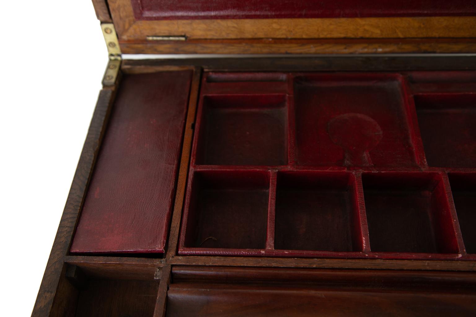 English Oak Inlaid Writing Box For Sale 1