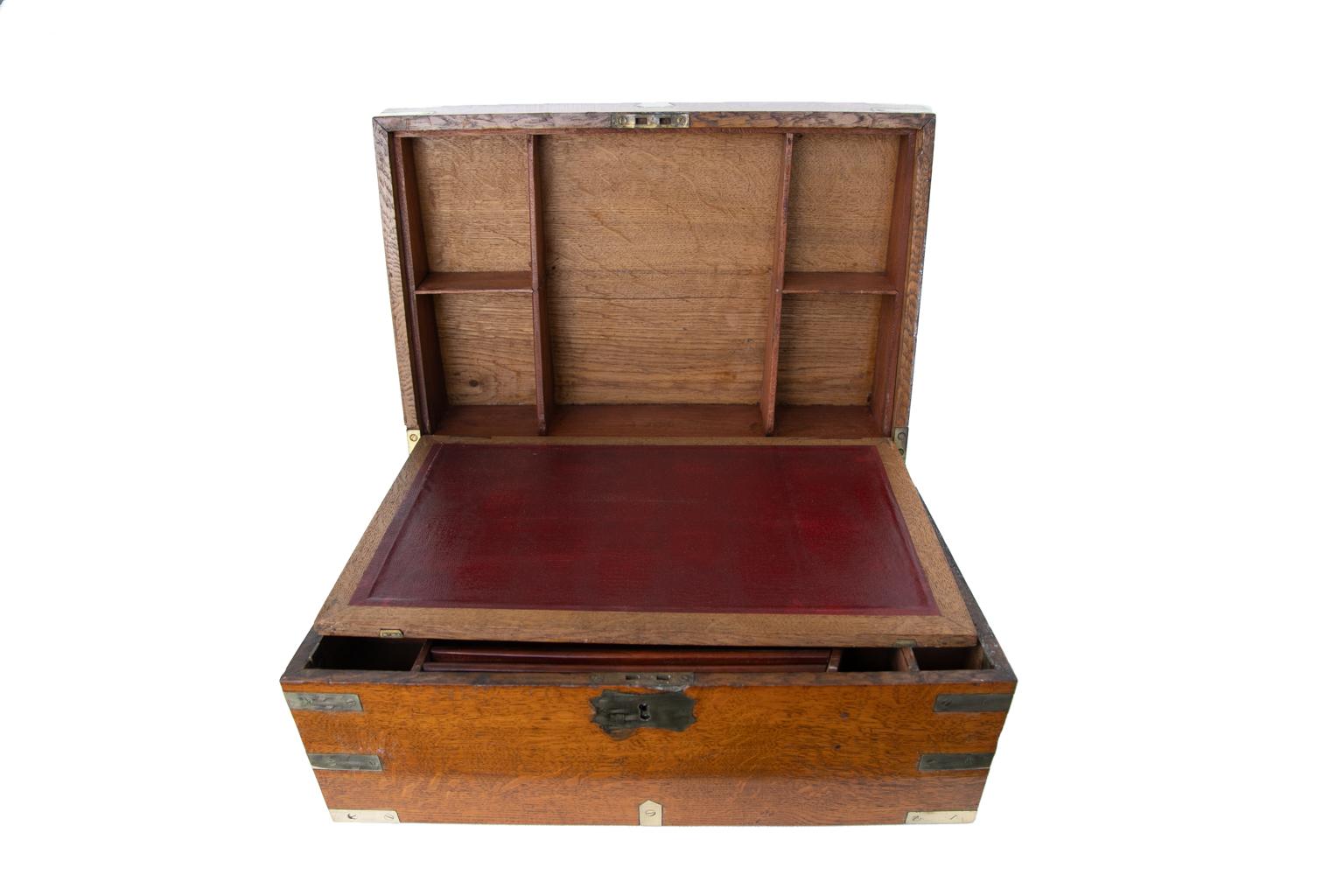 English Oak Inlaid Writing Box For Sale 2