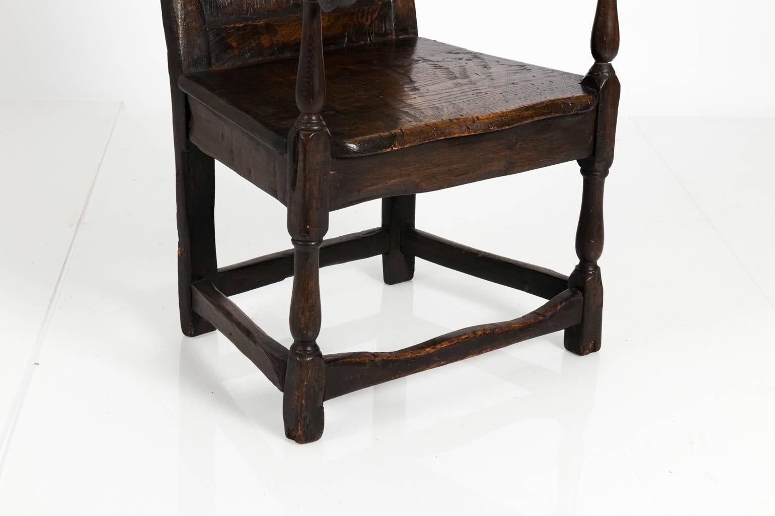 19th Century English Oak Jacobean Style Armchair