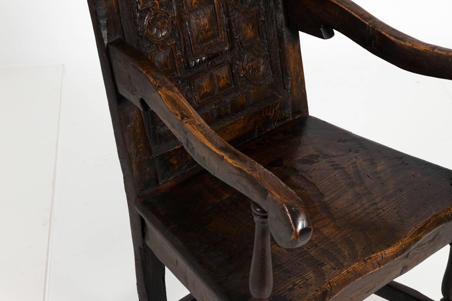 English Oak Jacobean Style Armchair 1