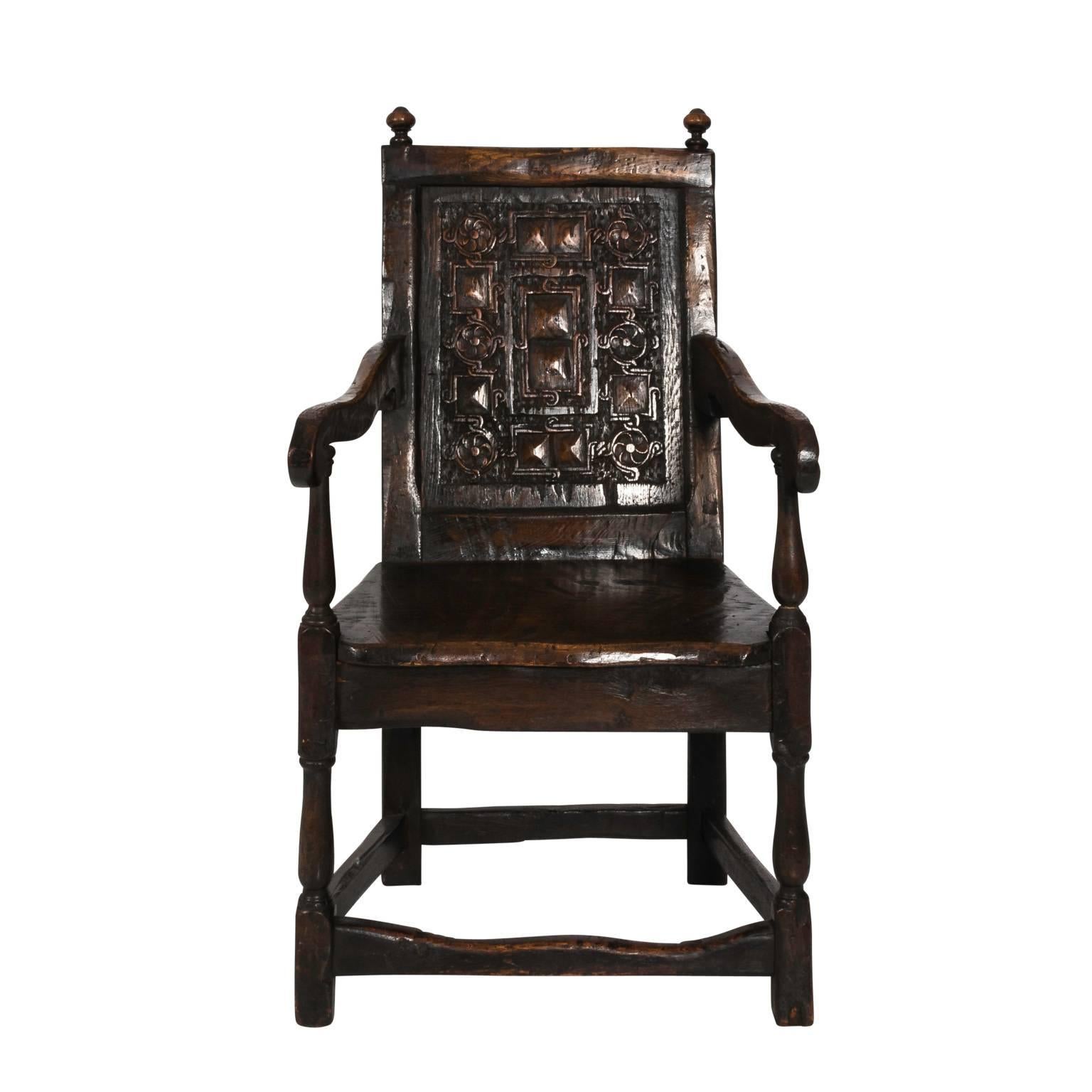 English Oak Jacobean Style Armchair