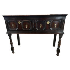 English Oak Jacobean Style Console, Sofa Table, Ca. 1950s