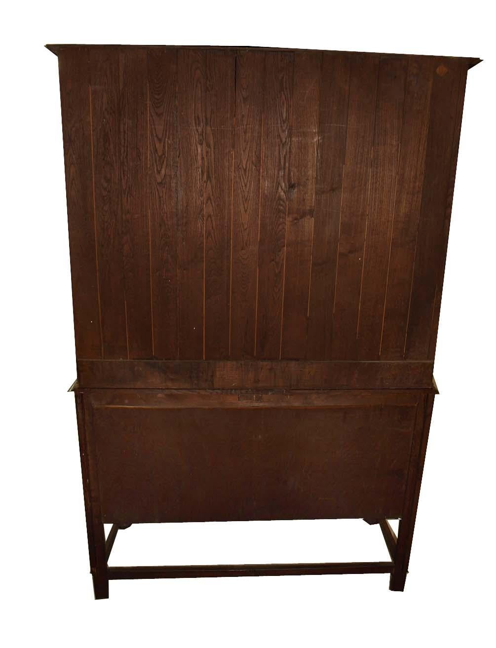 English Oak Jacobean Style Pewter Cupboard For Sale 3