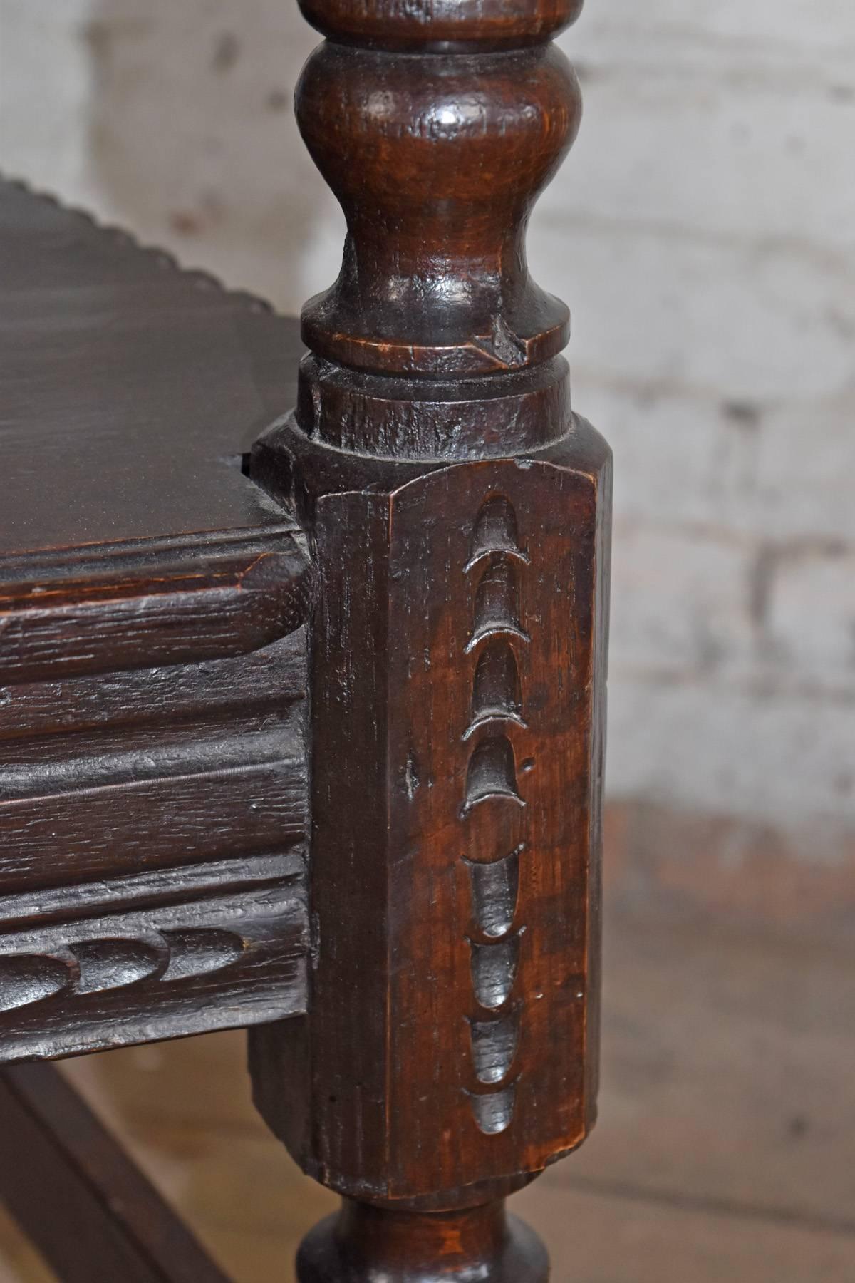 19th Century  English Jacobean Style Oak Wainscot Armchair For Sale
