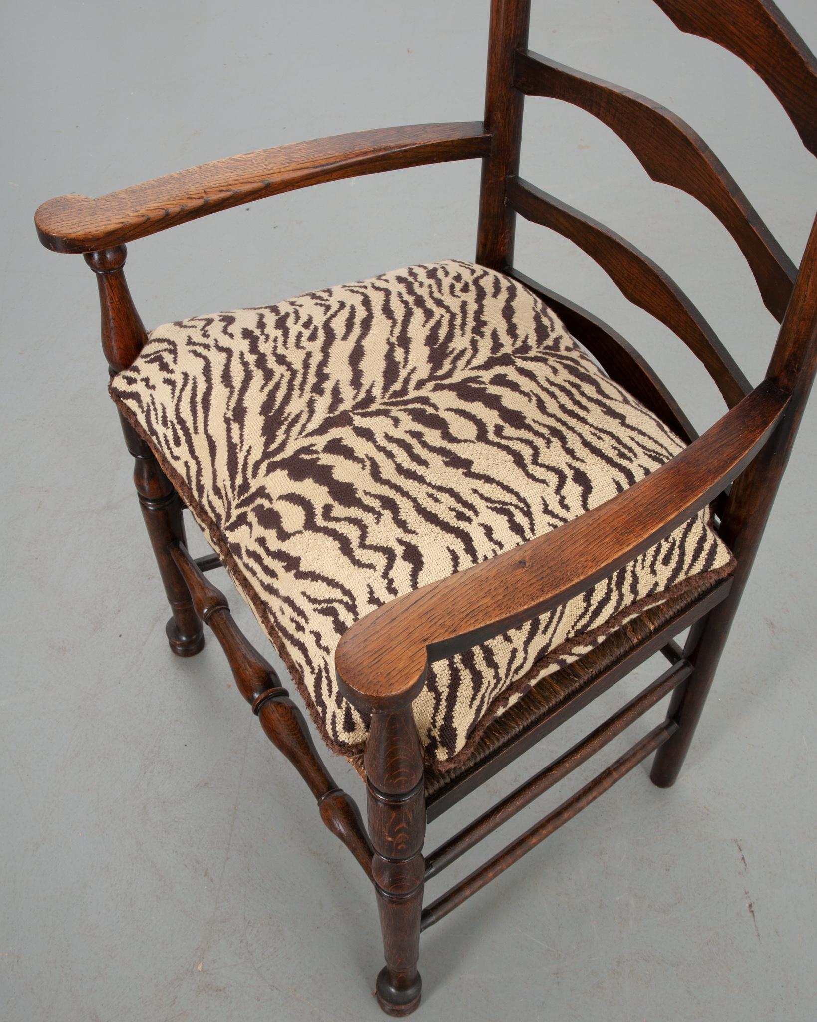 English Oak Ladder Back Armchair at 1stDibs
