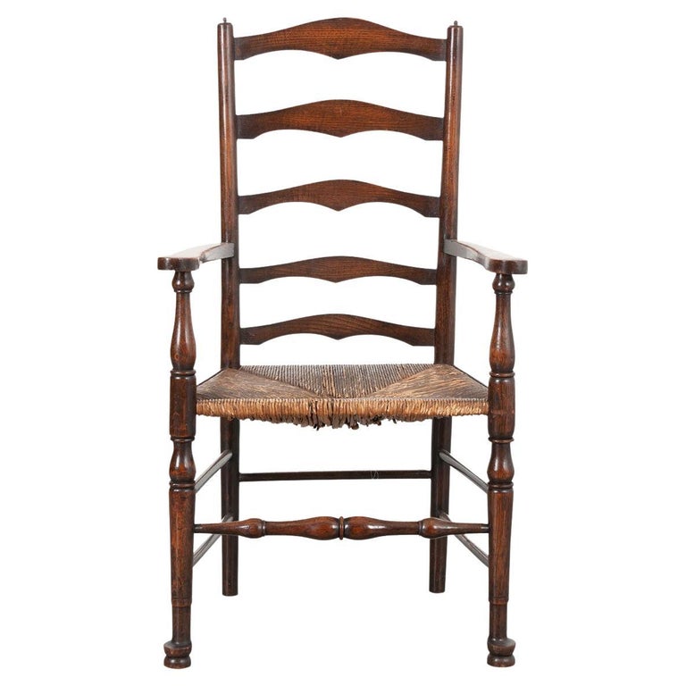 English Oak Ladder Back Armchair For Sale at 1stDibs