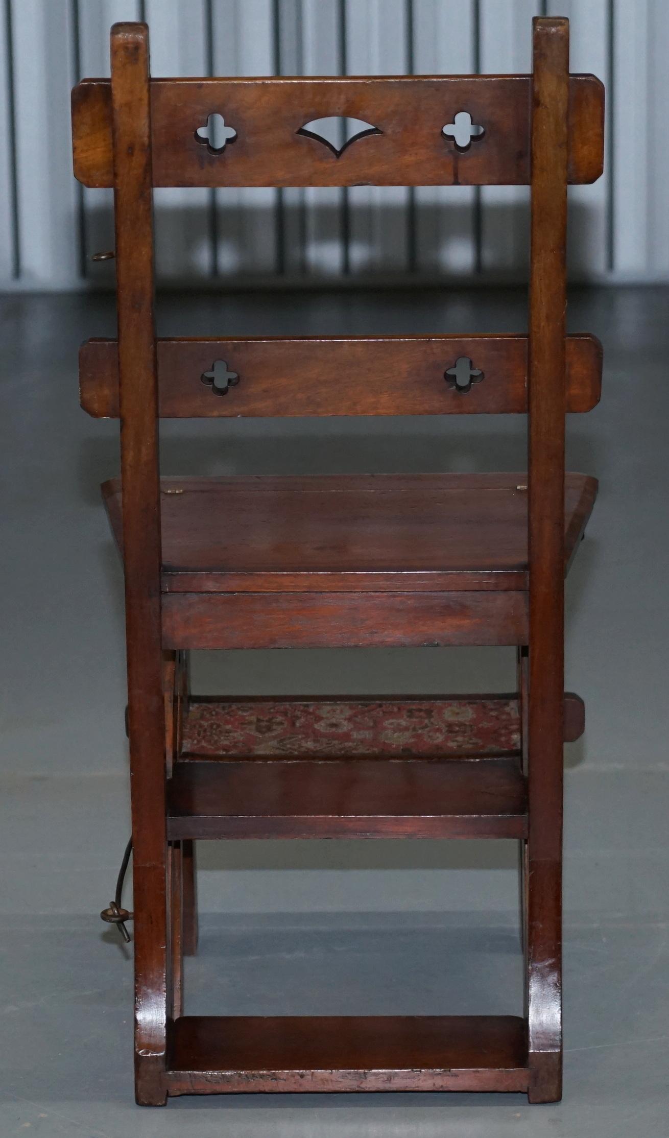 English Oak Library Chair Metamorphic Steps circa 1890 Arts & Crafts Carpet Line 2