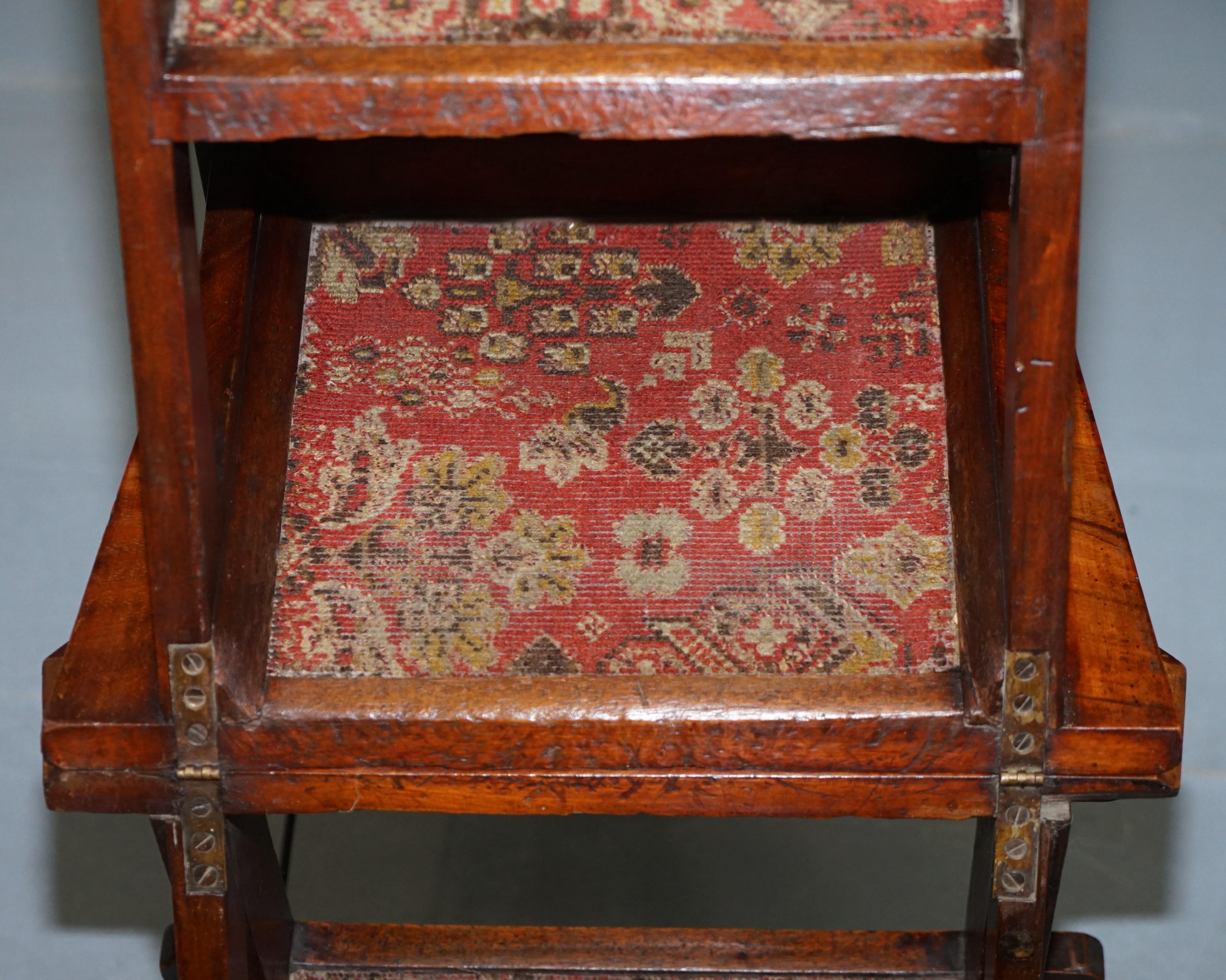 English Oak Library Chair Metamorphic Steps circa 1890 Arts & Crafts Carpet Line 11
