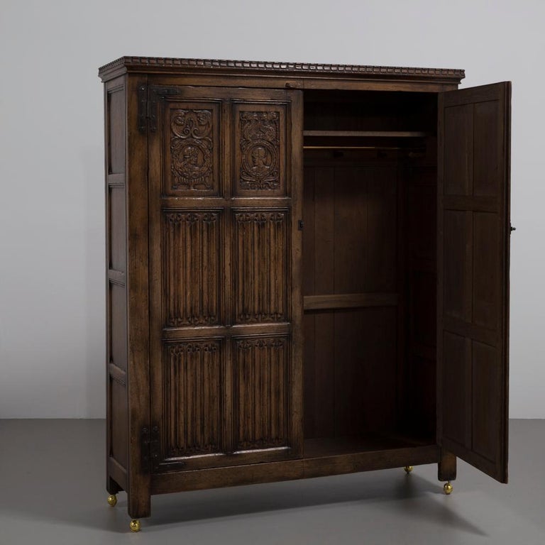English Oak Linen Fold Cupboard, 1880 at 1stDibs