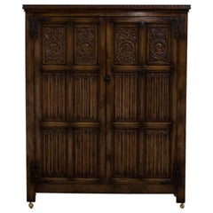 English Oak Linen Fold Cupboard, 1880