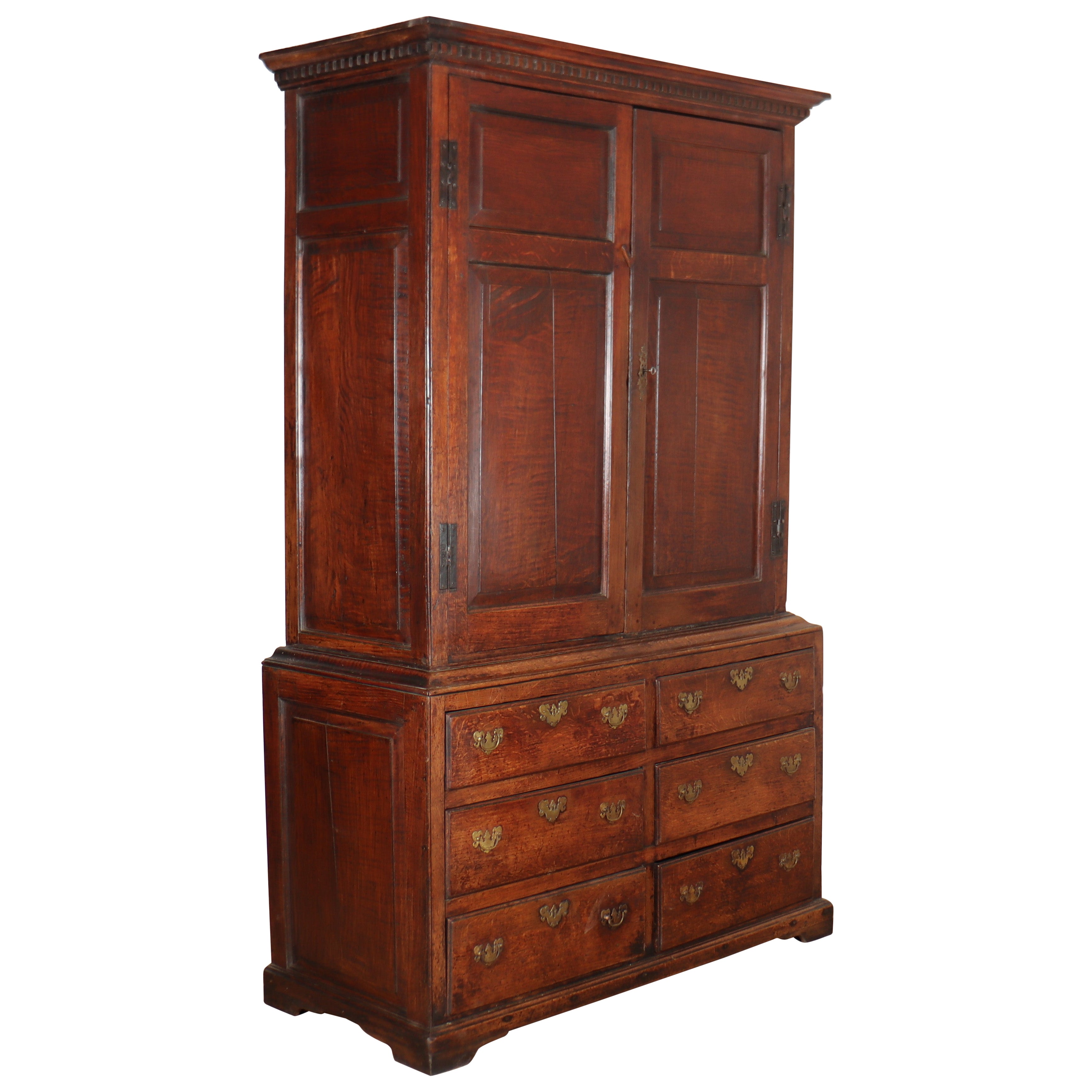 English Oak Linen Press For Sale
