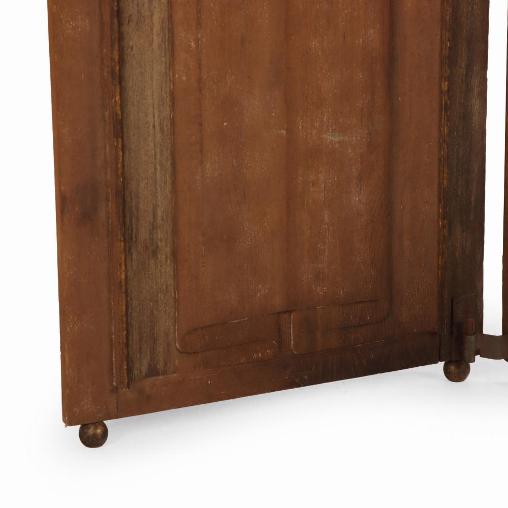 English Oak Linenfold Four-Panel Screen with Turned Feet, C. 1900. In Good Condition For Sale In Philadelphia, PA