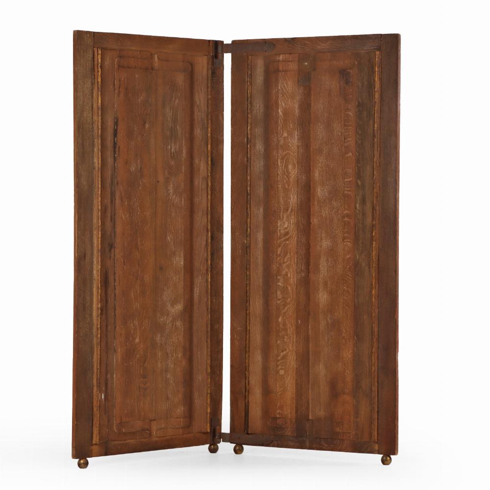 English Oak Linenfold Four-Panel Screen with Turned Feet, C. 1900. For Sale 1