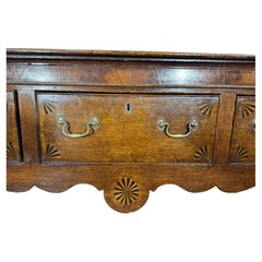 English Oak Lowboy with Inlaid Fan Motifs, Queen Anne Period late 18th century