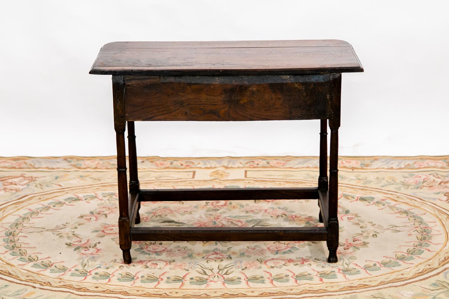 English Oak One Drawer Stretcher Table 5