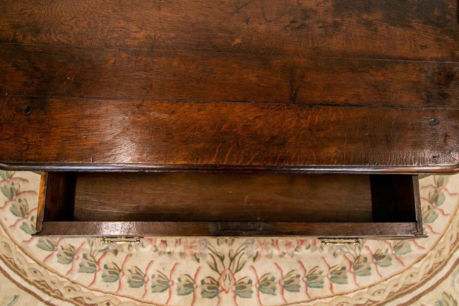 Mid-18th Century English Oak One Drawer Stretcher Table