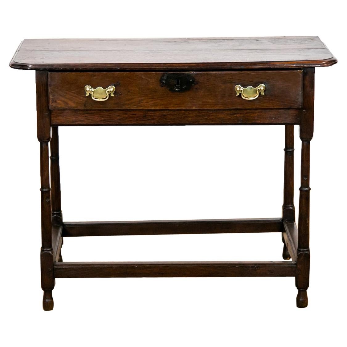 English Oak One Drawer Stretcher Table