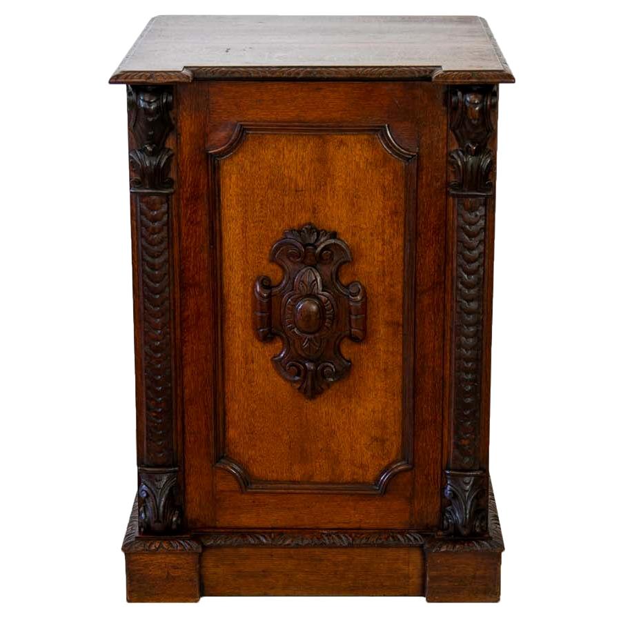 English Oak Pedestal Cabinet For Sale
