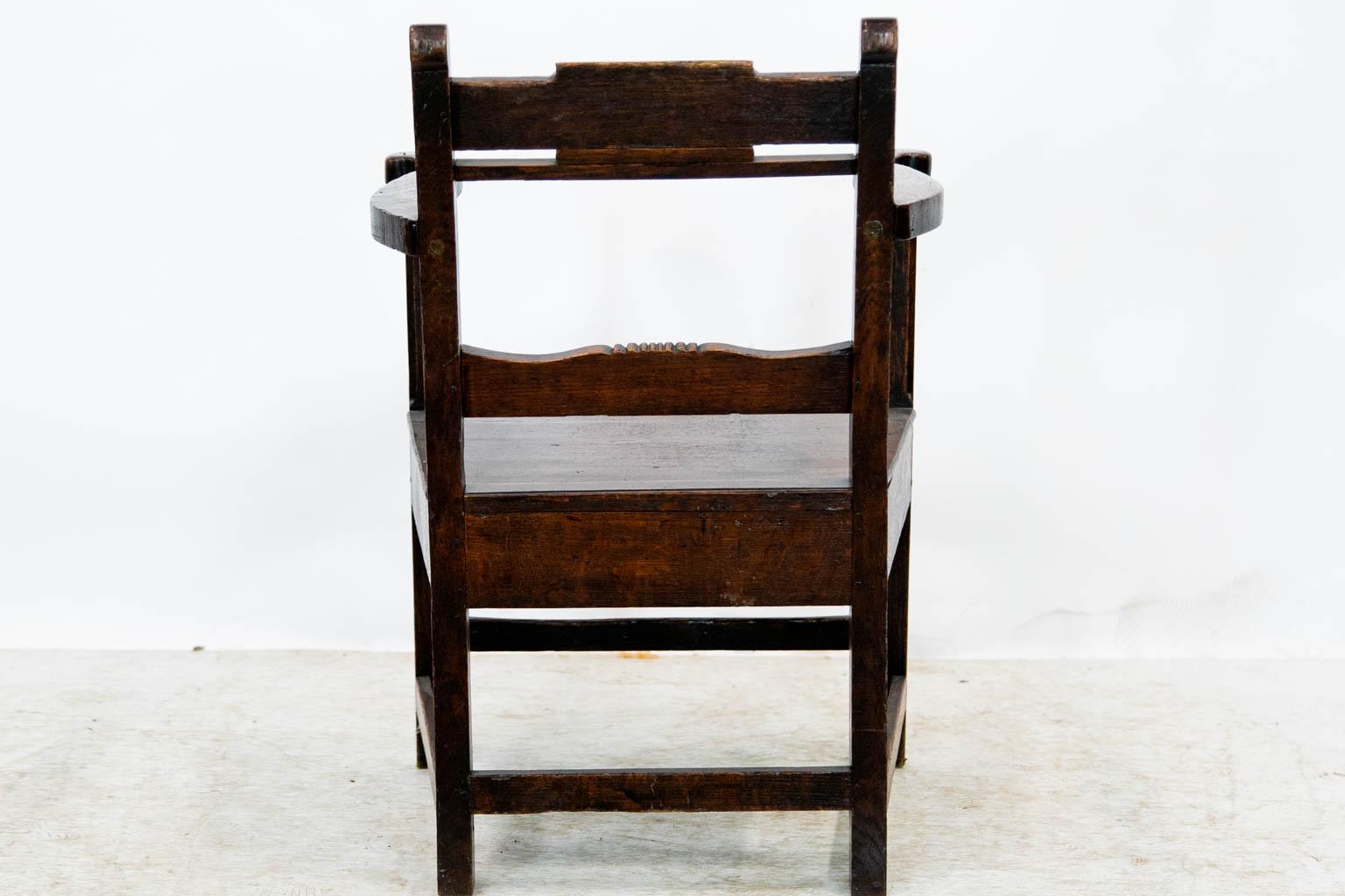 English Oak Plank Seat Armchair For Sale 2