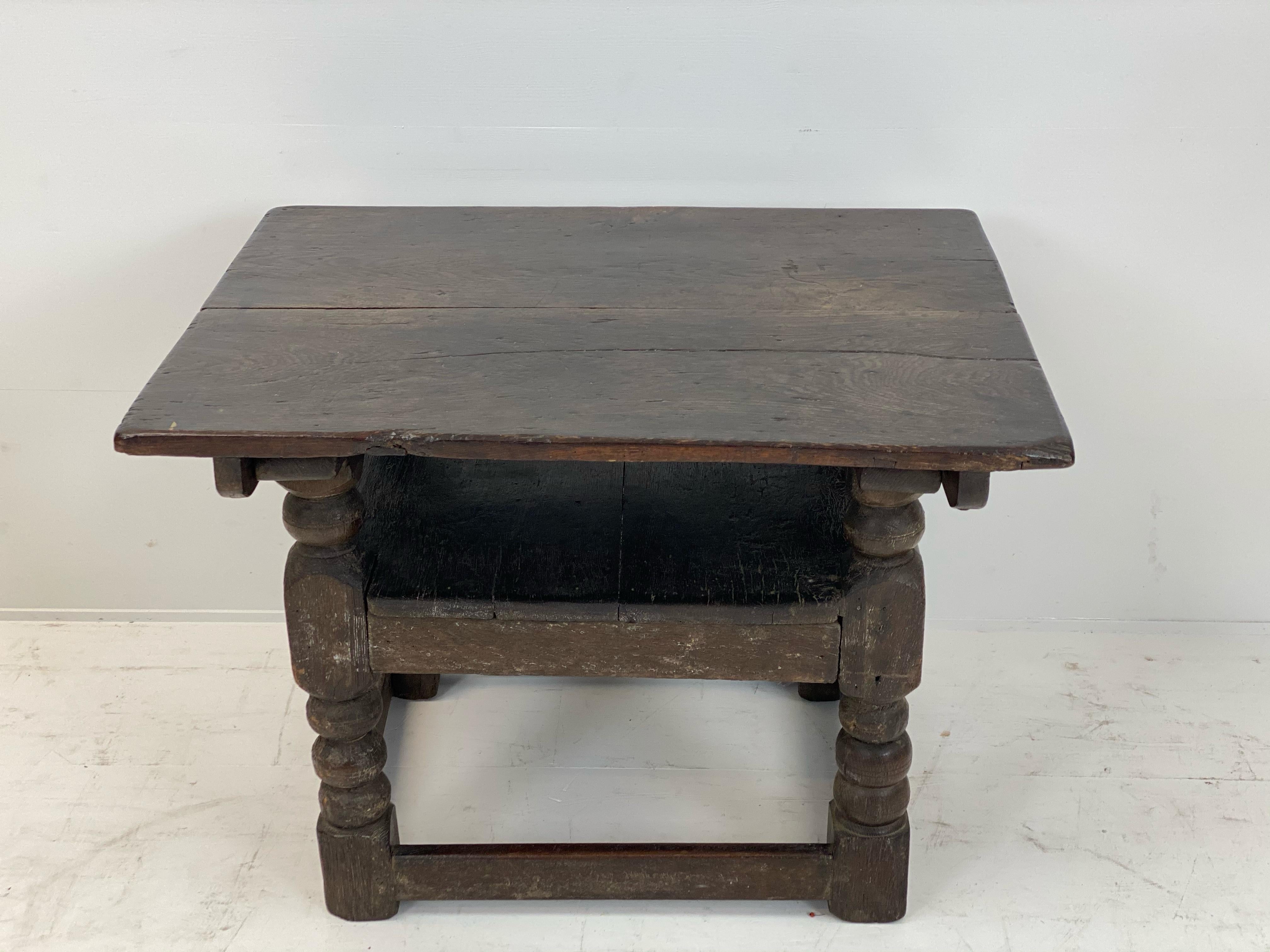 18th Century Antique Brutalist English Oak Refectory Table, 18 th Century For Sale