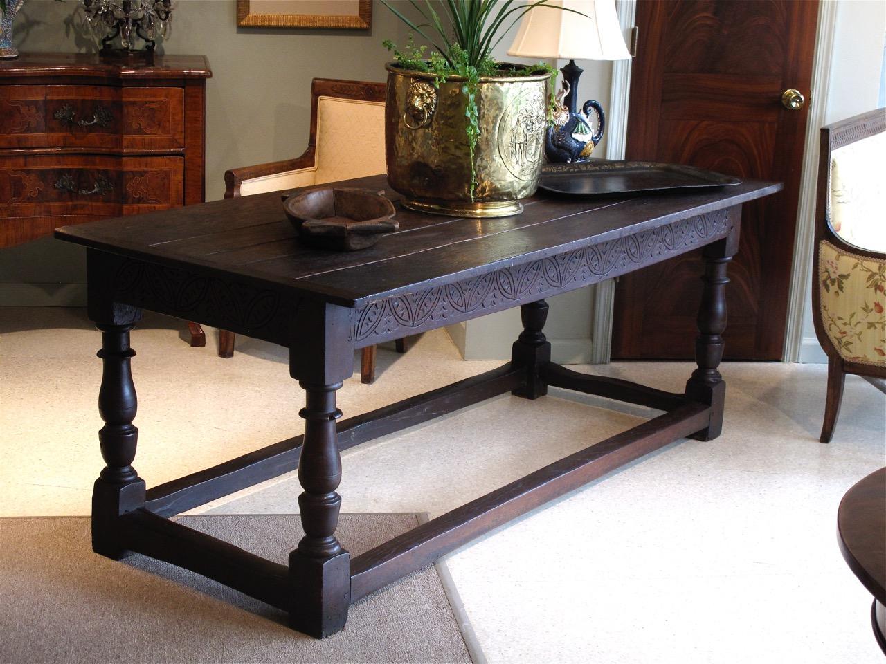 Baroque English Oak Refectory Table, Late 17th Century For Sale