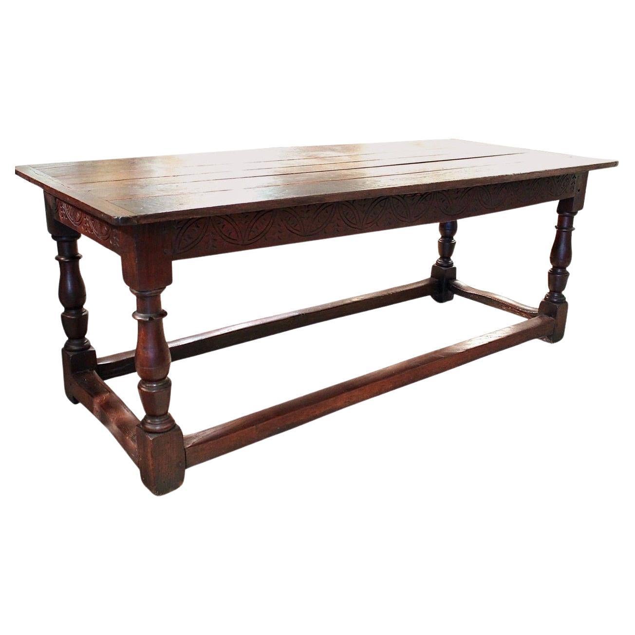 English Oak Refectory Table, Late 17th Century For Sale