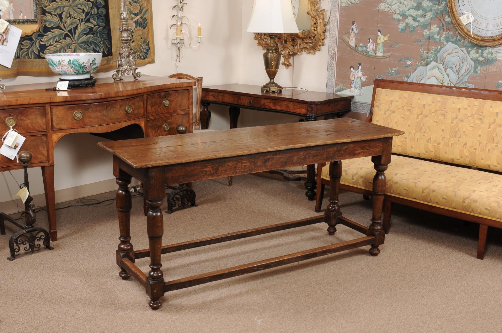 Baroque English Oak Refectory Table, Mid-19th Century