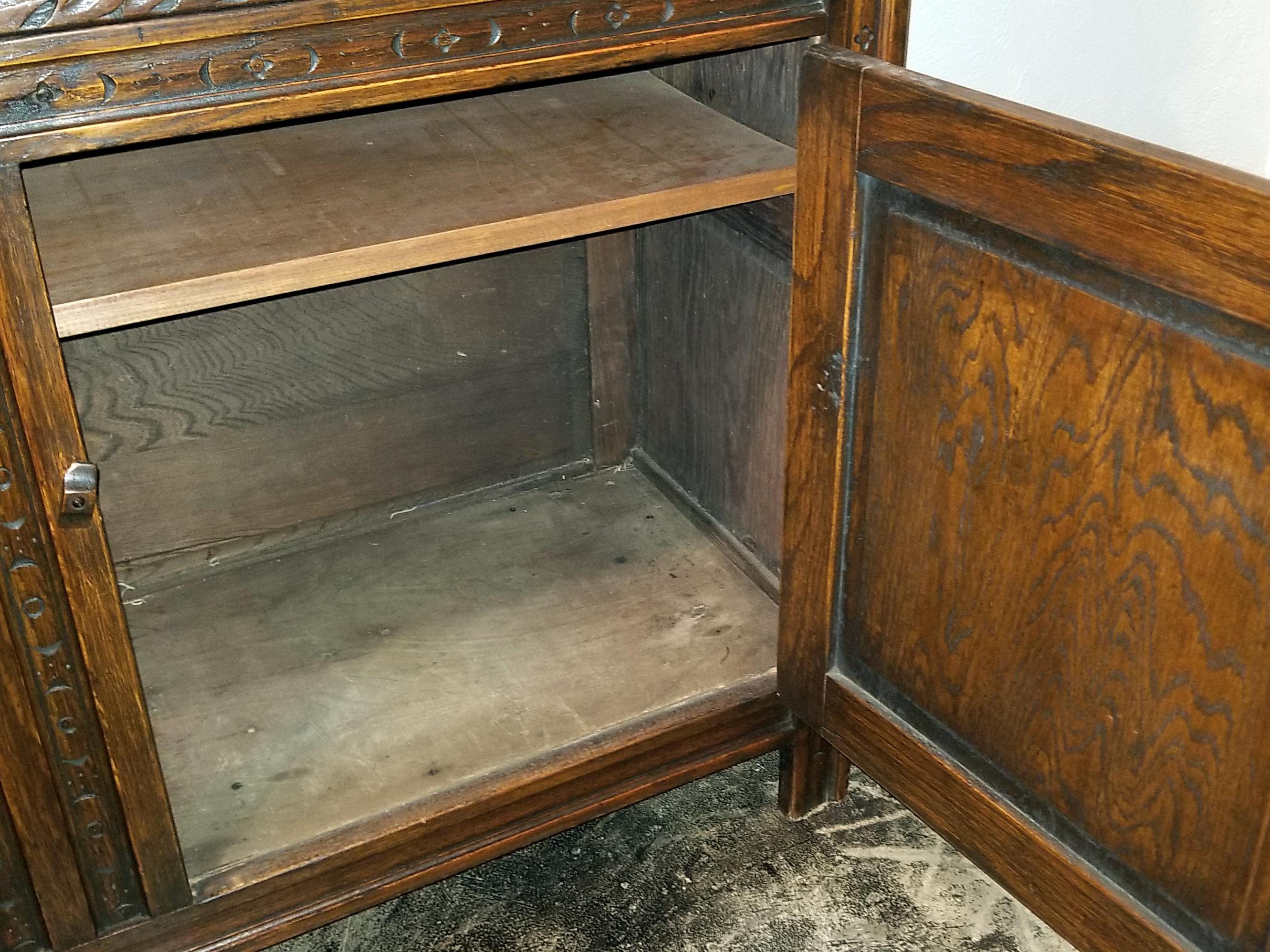 English Oak Renaissance Revival Cabinet 8