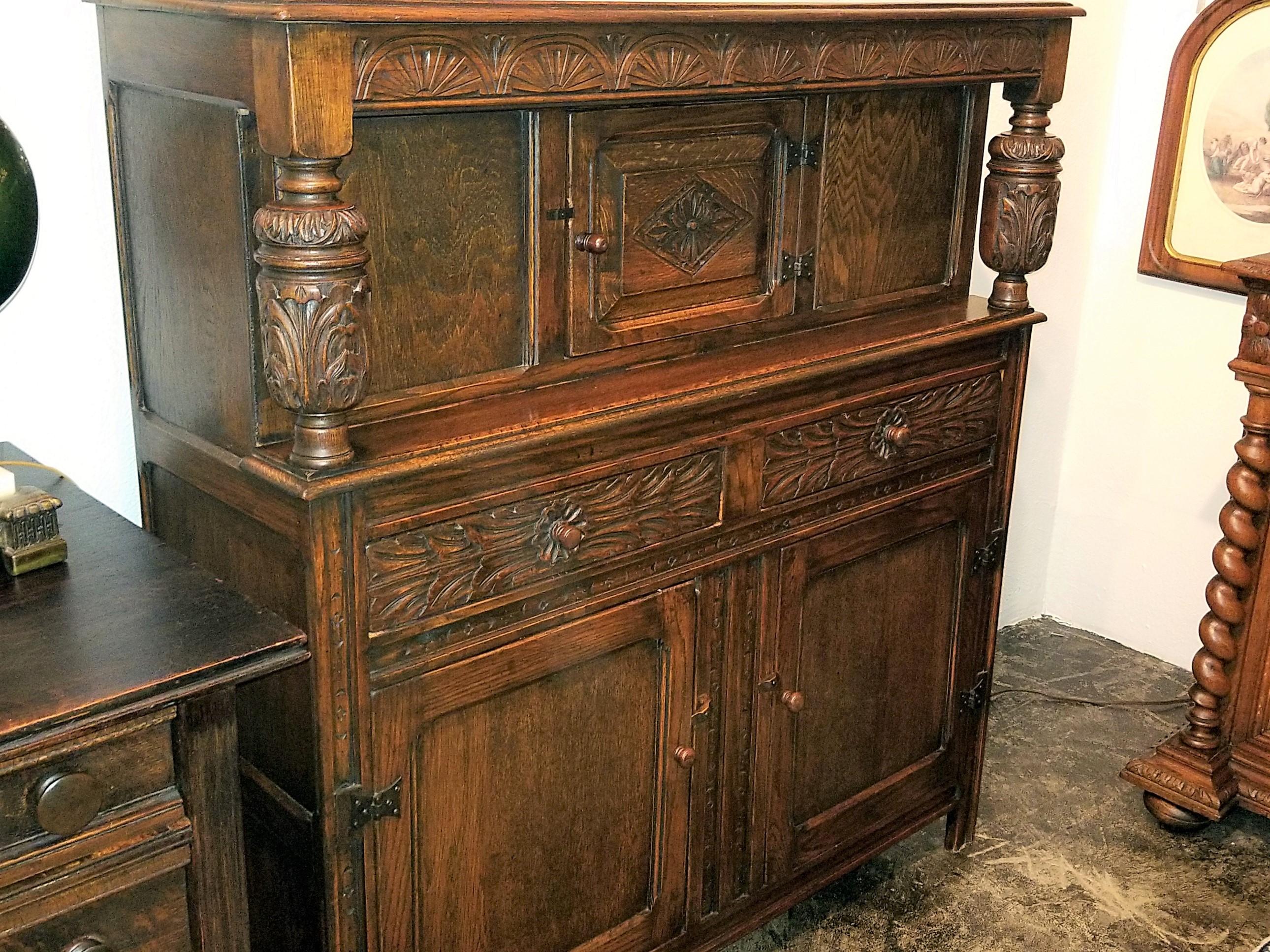 English Oak Renaissance Revival Cabinet 10