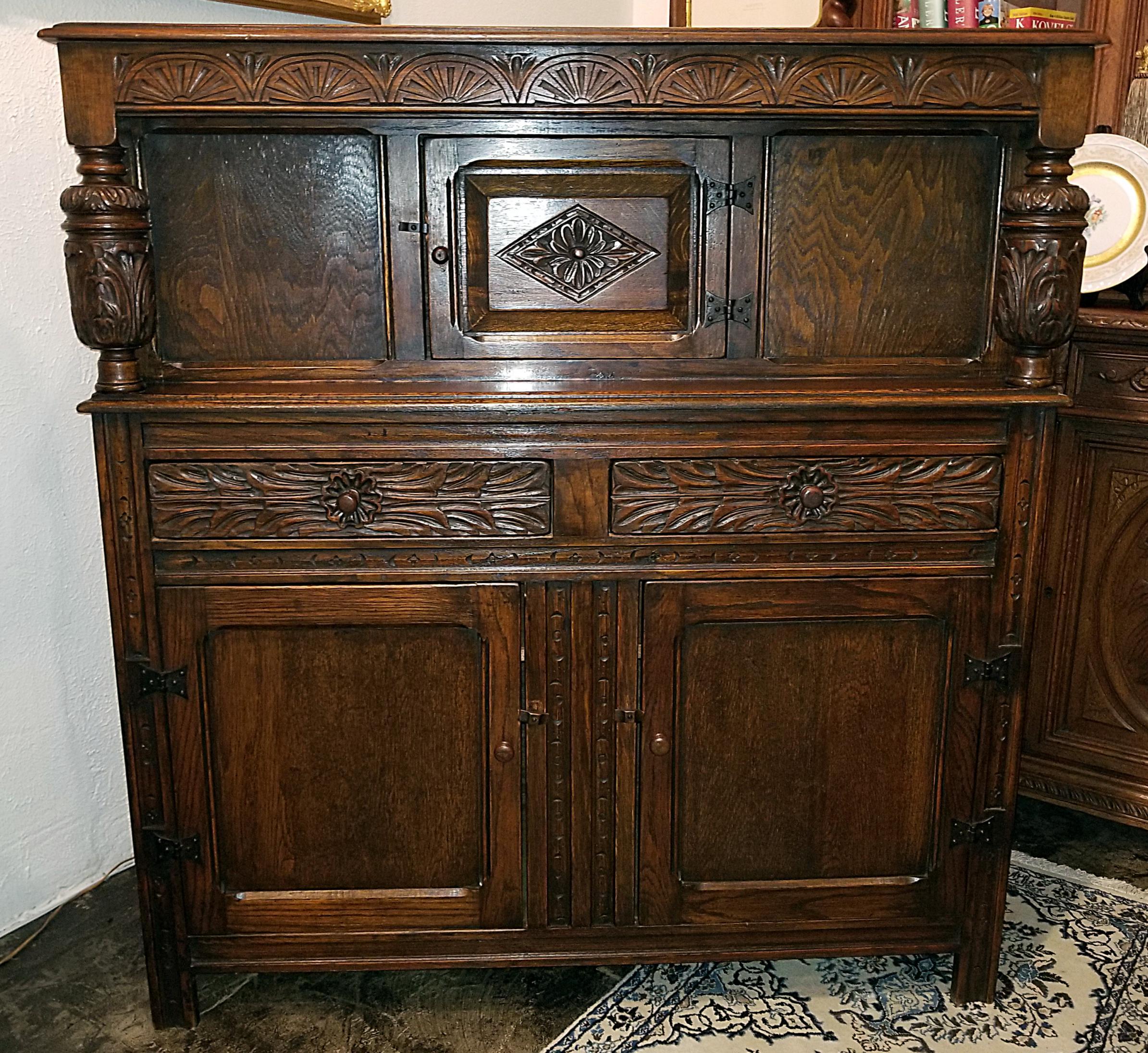 English Oak Renaissance Revival Cabinet 11