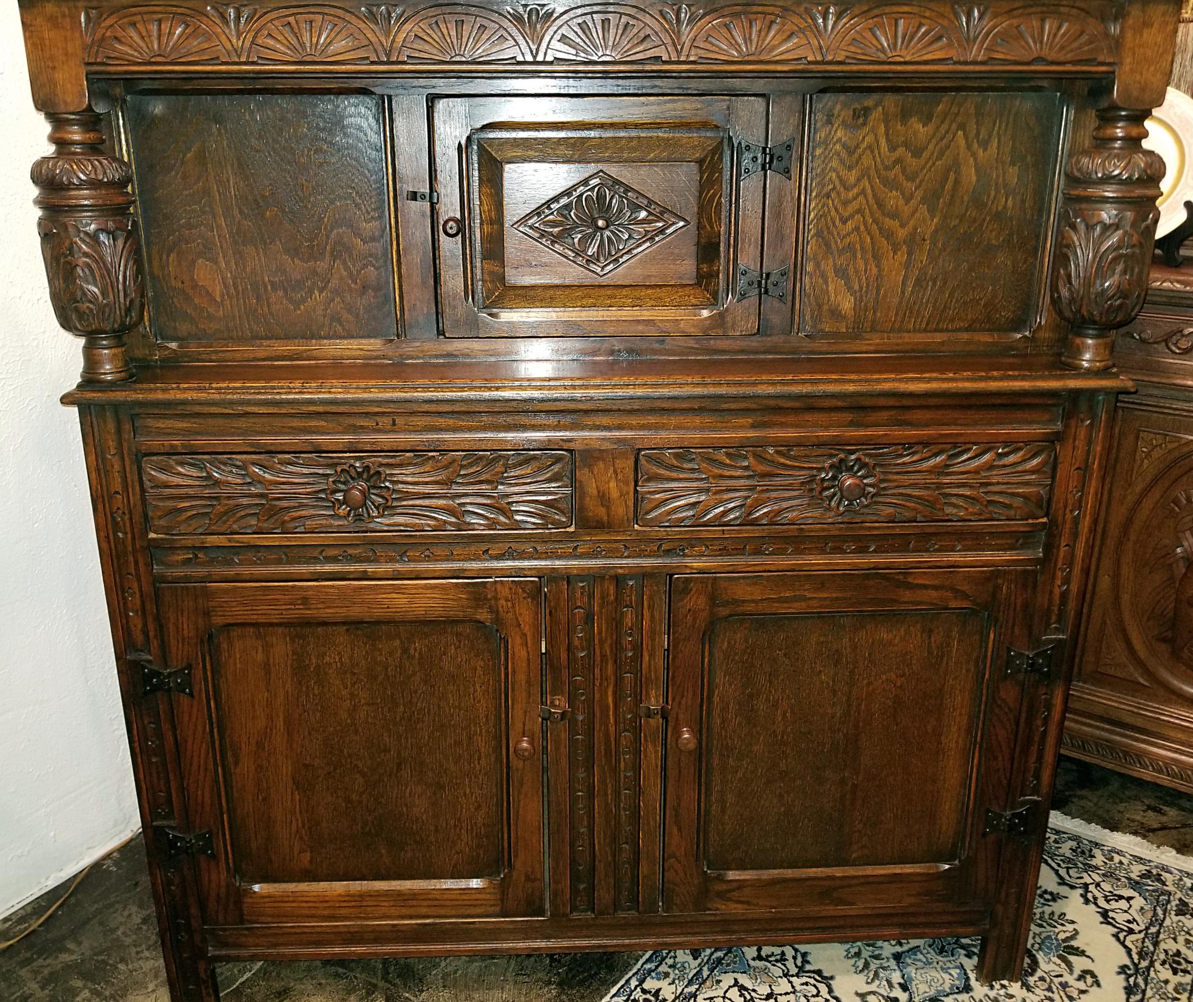 English Oak Renaissance Revival Cabinet 12