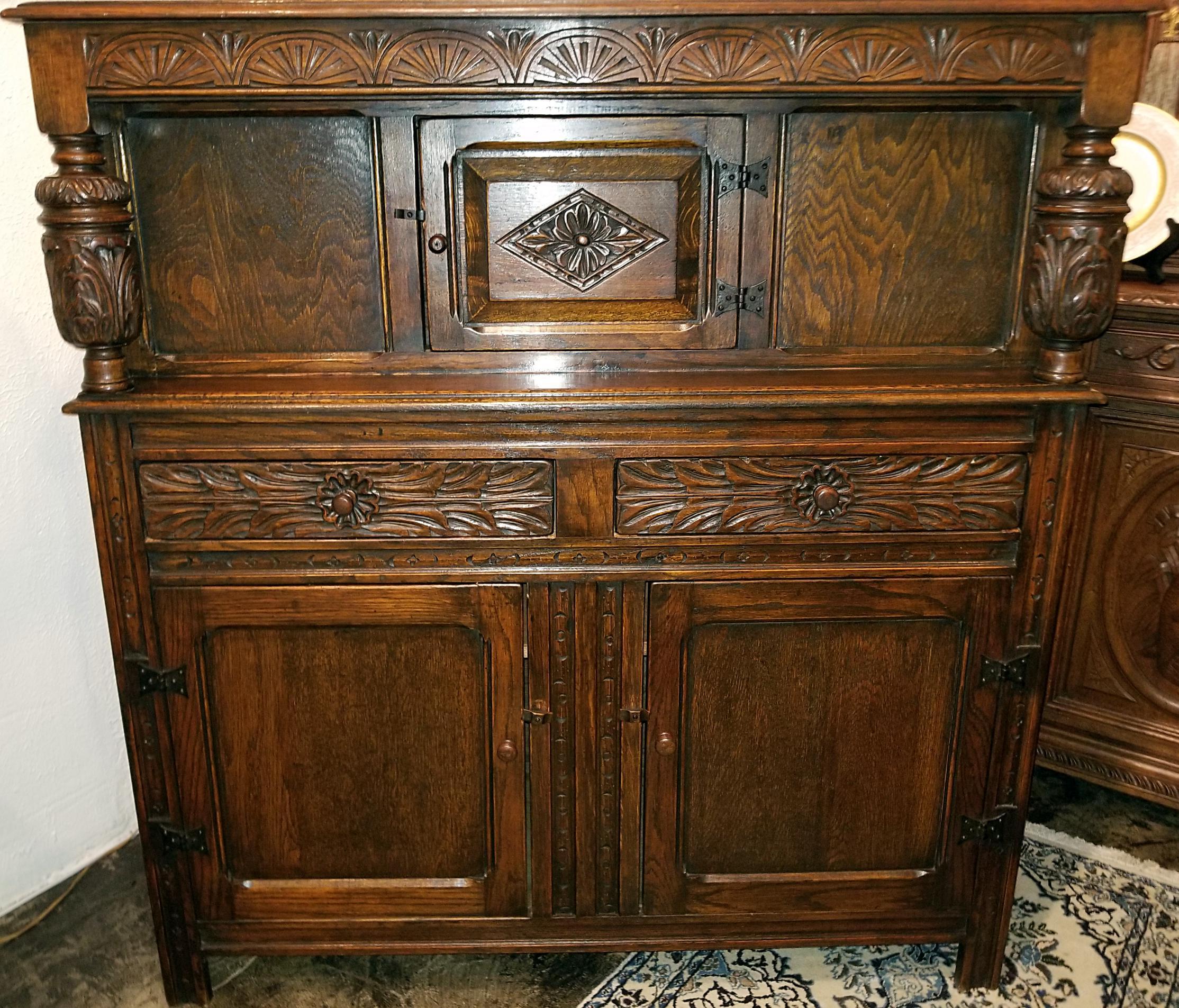 English Oak Renaissance Revival Cabinet 13
