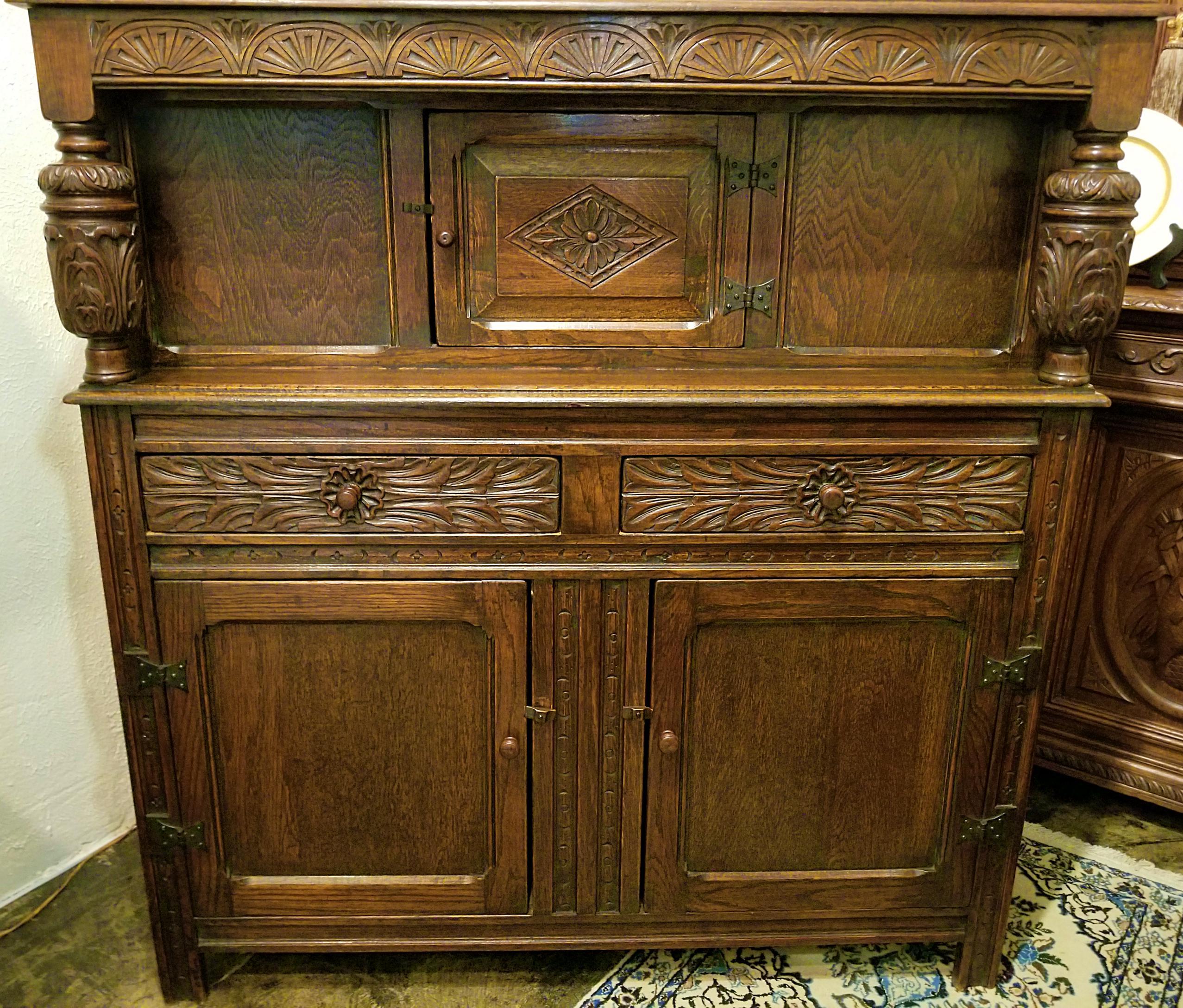 English Oak Renaissance Revival Cabinet 14