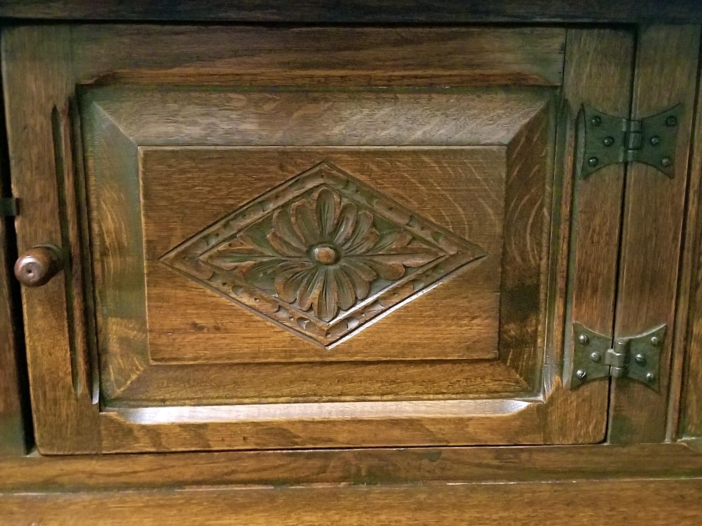 20th Century English Oak Renaissance Revival Cabinet