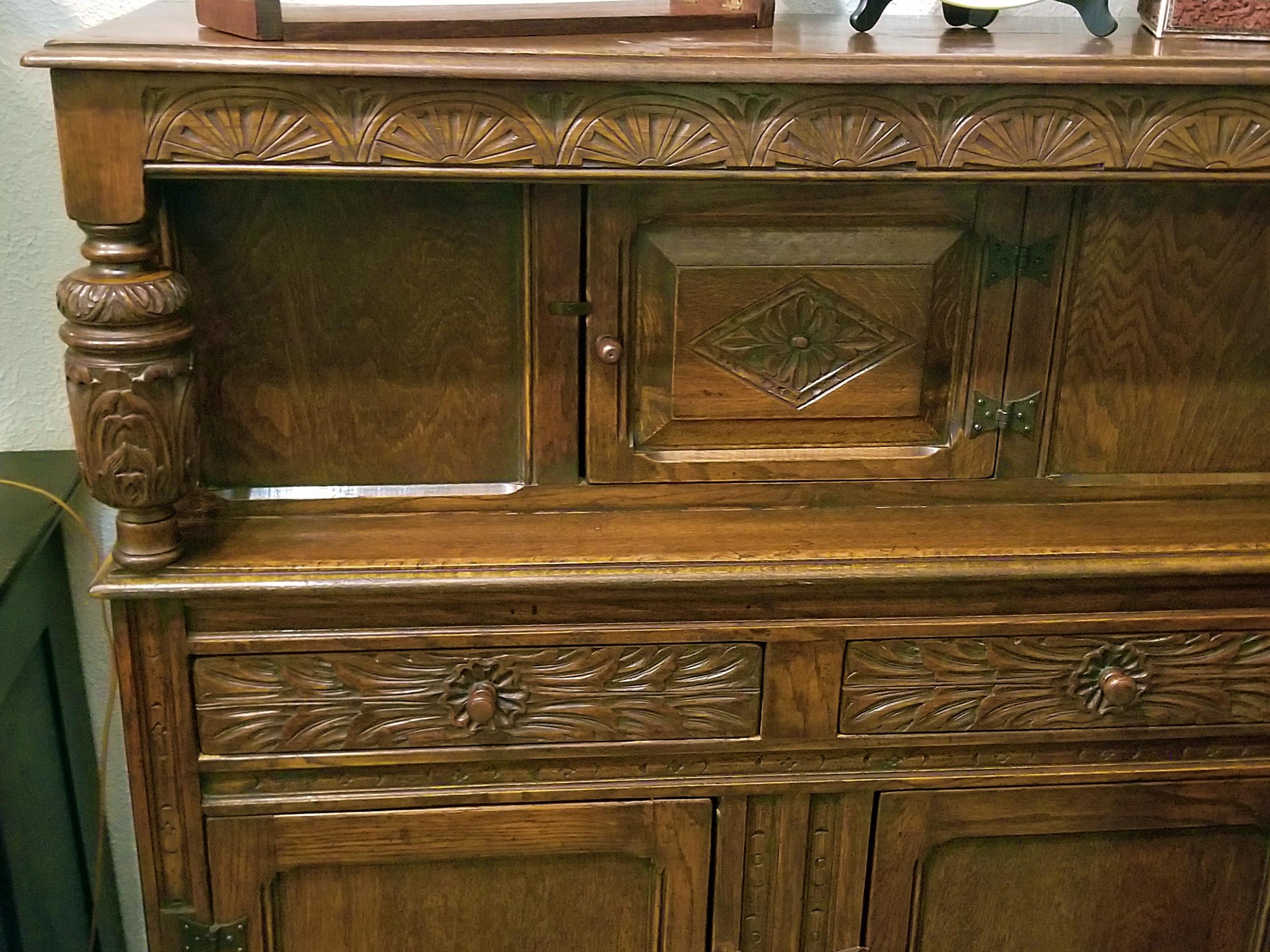 English Oak Renaissance Revival Cabinet 2