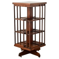 Vintage English Oak Revolving Bookcase