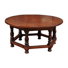 English Oak Round Coffee Turned Leg Coffee Table