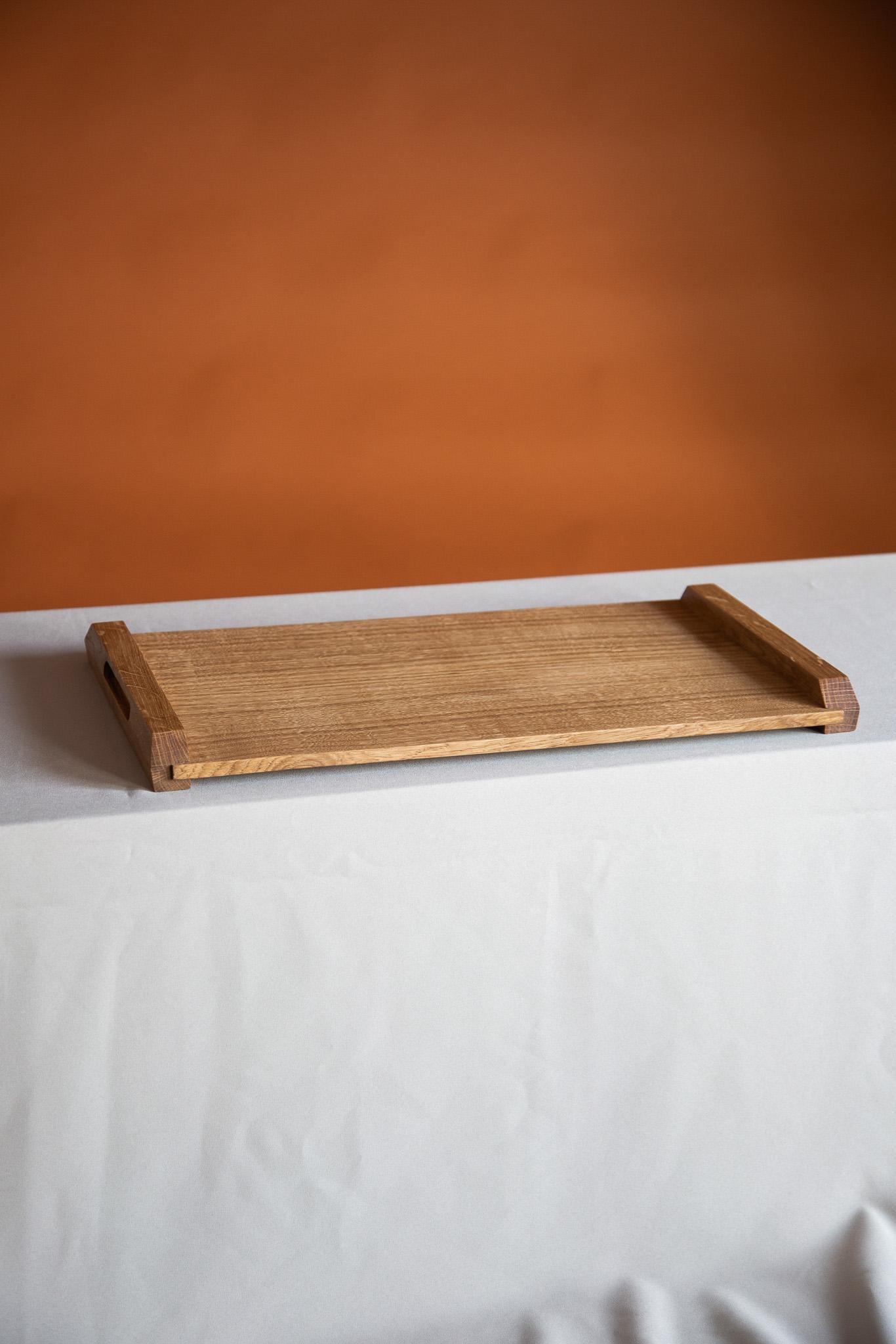 Burnished English Oak Serving Tray For Sale
