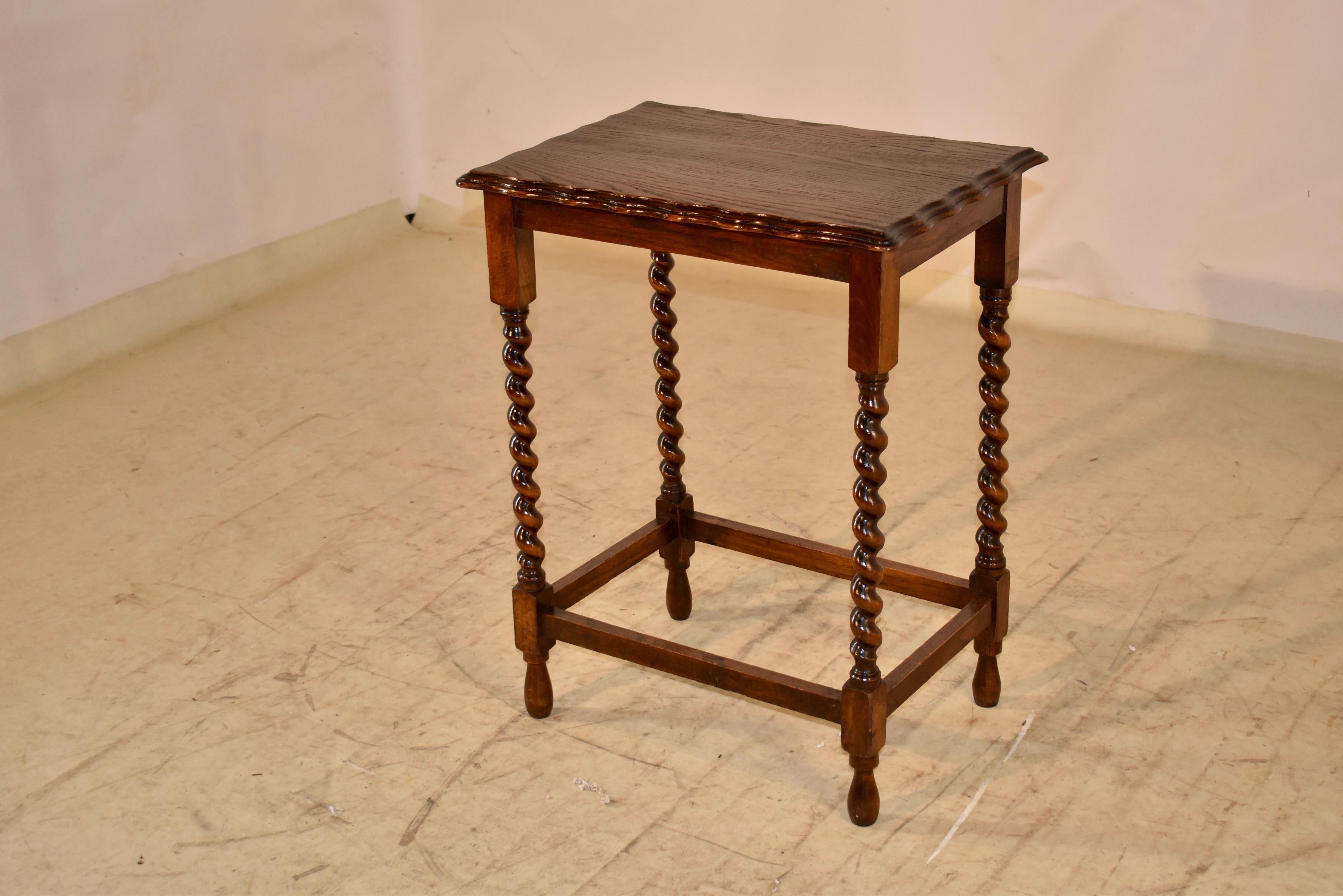 Turned English Oak Side Table, Circa 1900