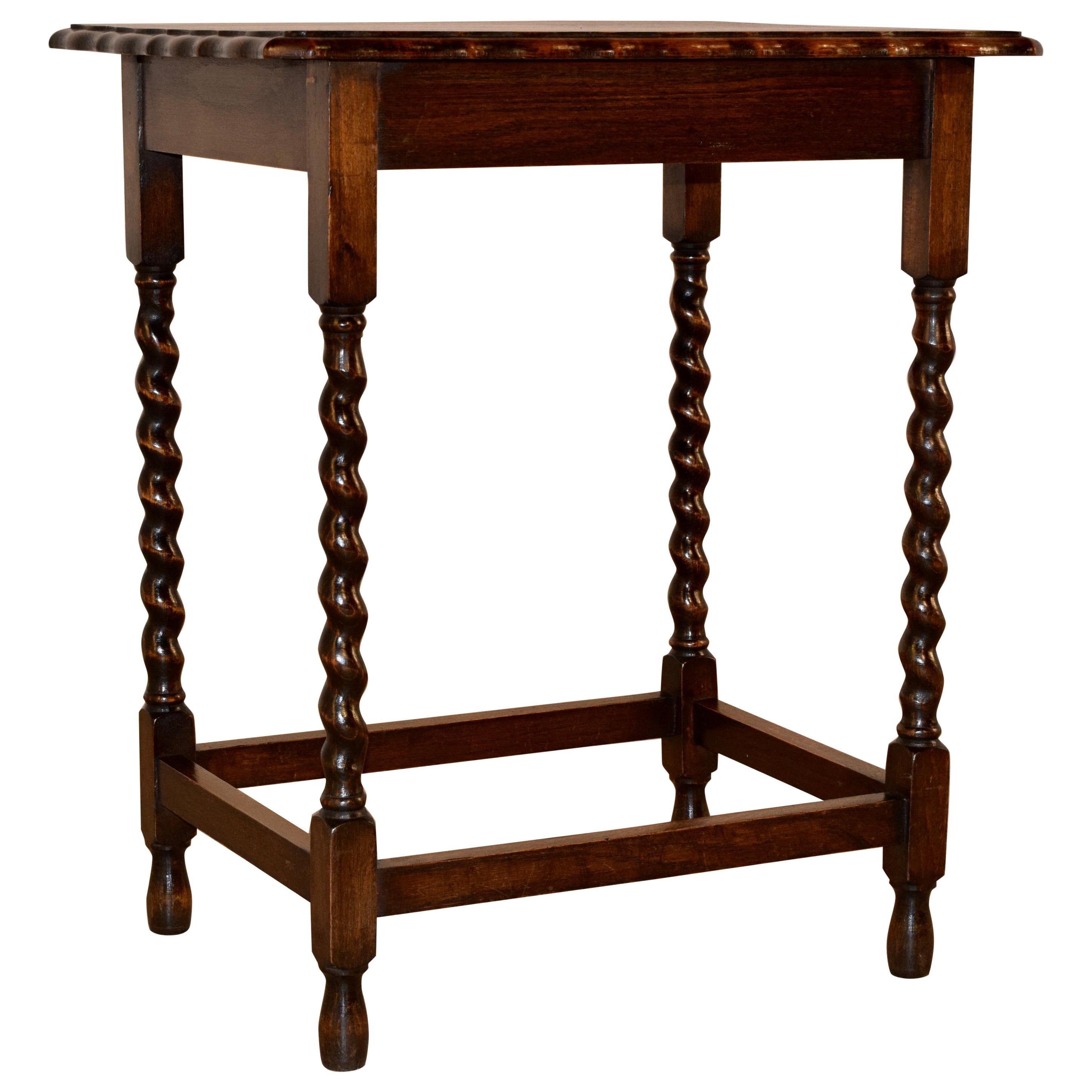 English Oak Side Table with Scalloped Edge, circa 1900