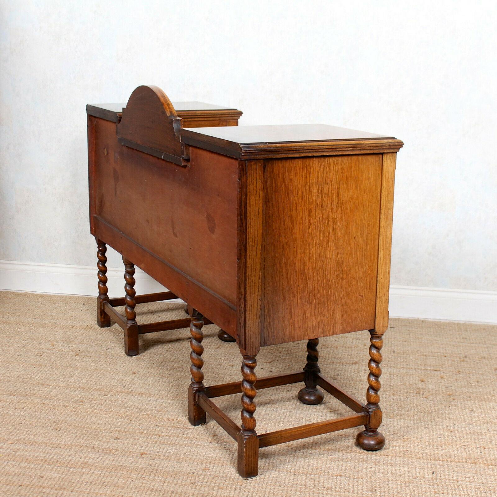 English Oak Sideboard Carved Barley Twist Credenza Country Arts & Crafts For Sale 7