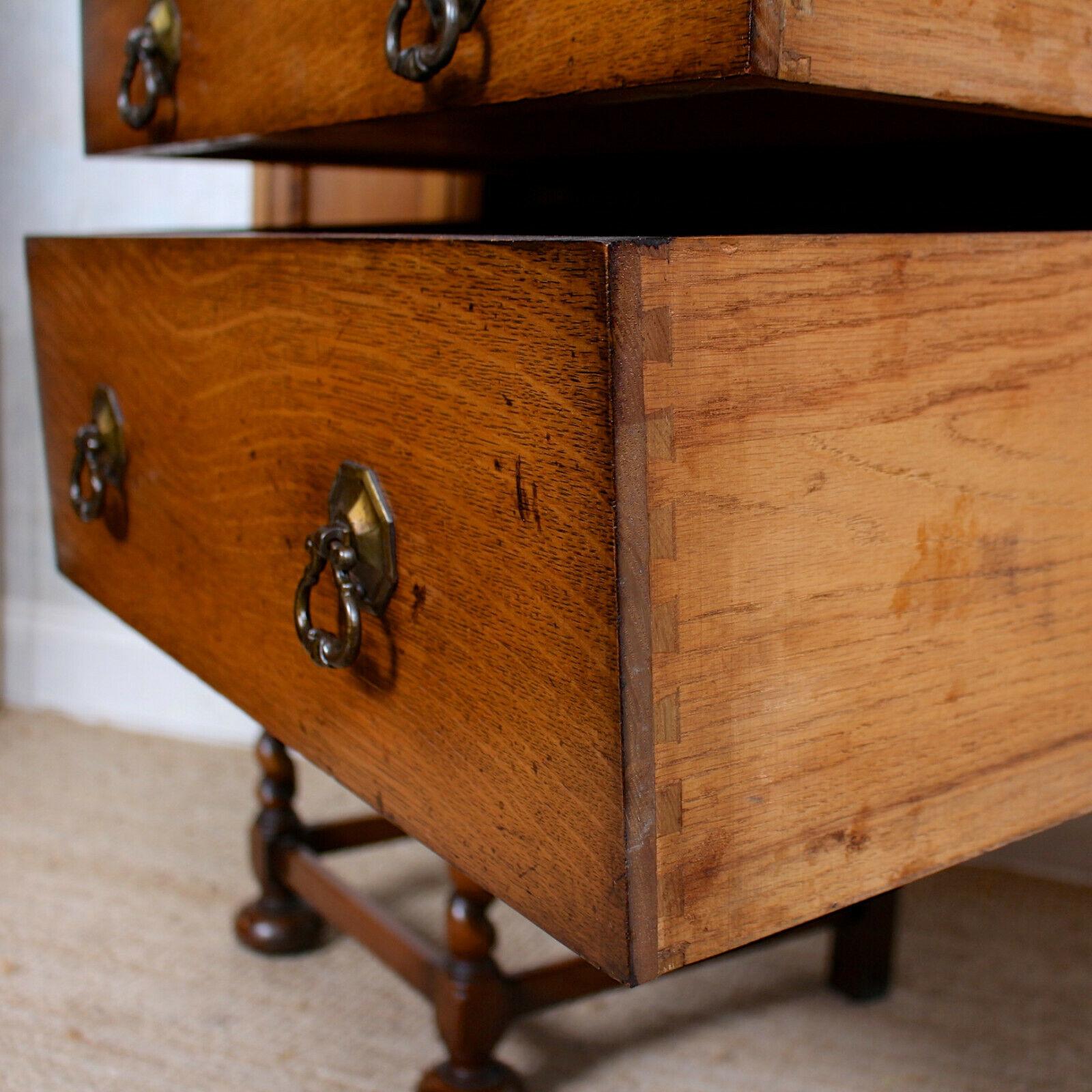 English Oak Sideboard Carved Barley Twist Credenza Country Arts & Crafts For Sale 2