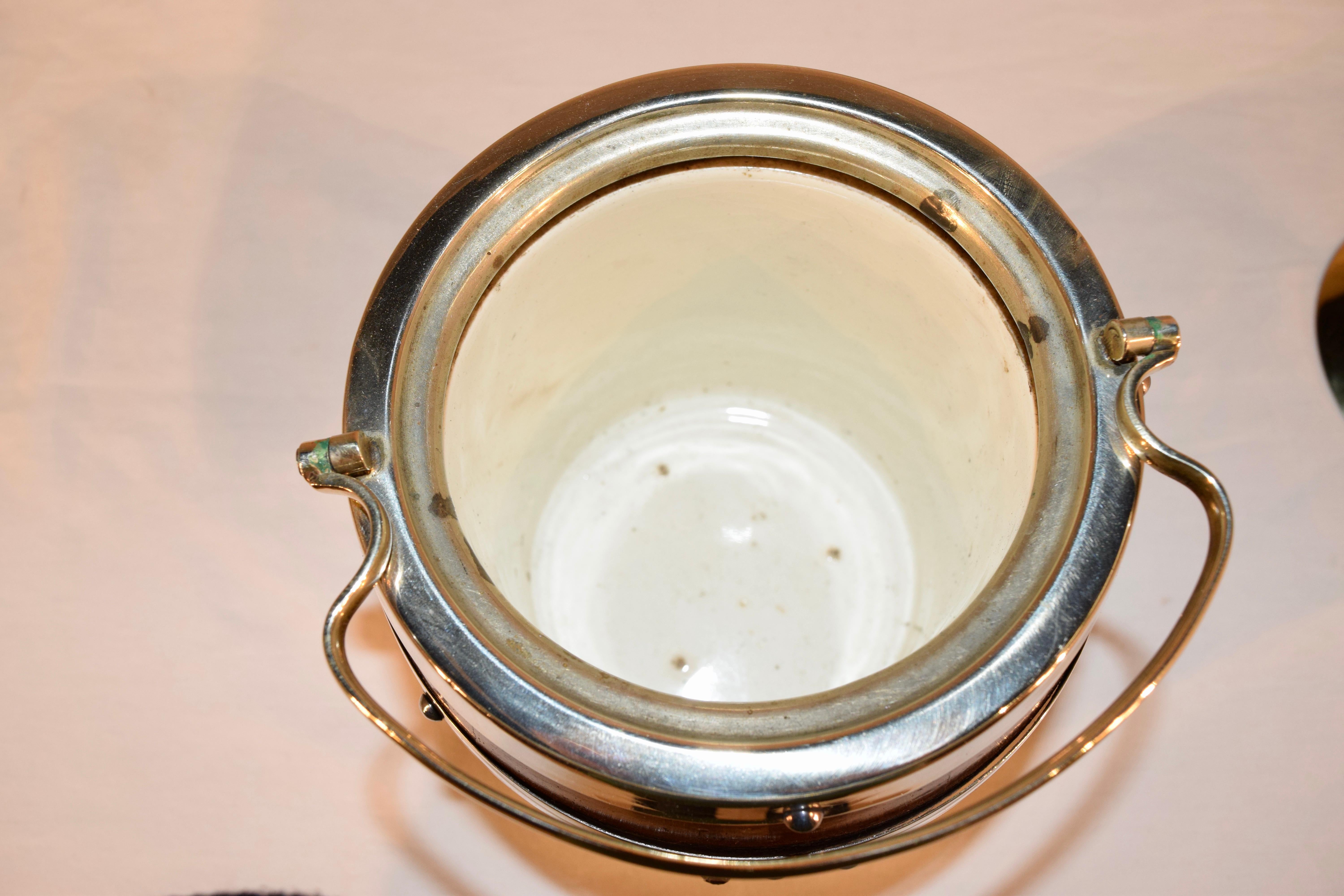 20th Century English Oak Silver Plated Biscuit Barrel, circa 1900