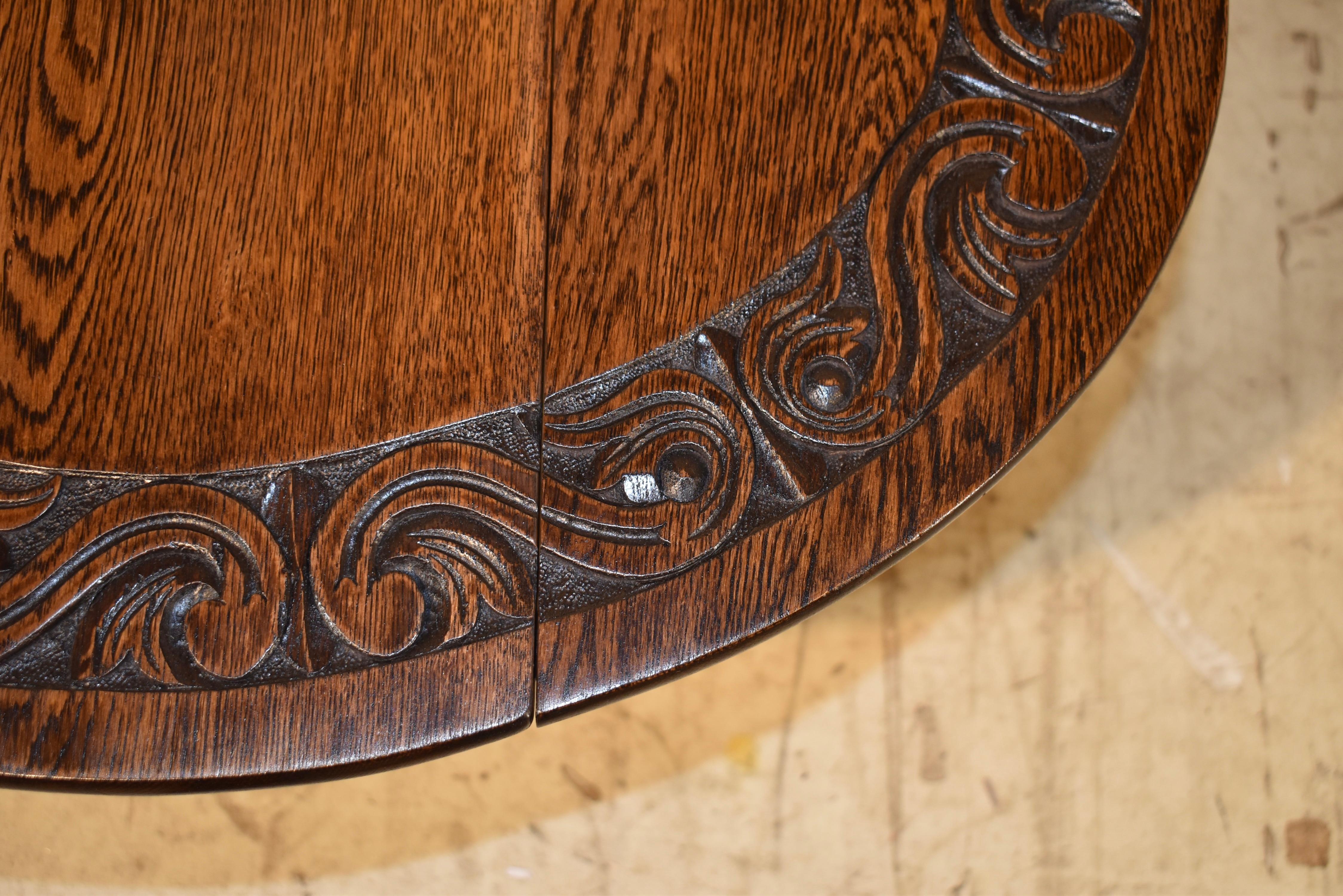 English Oak Small Drop-Leaf Table, Circa 1900 6