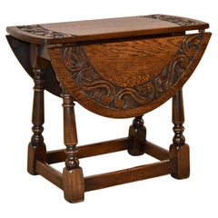 English Oak Small Drop-Leaf Table, Circa 1900