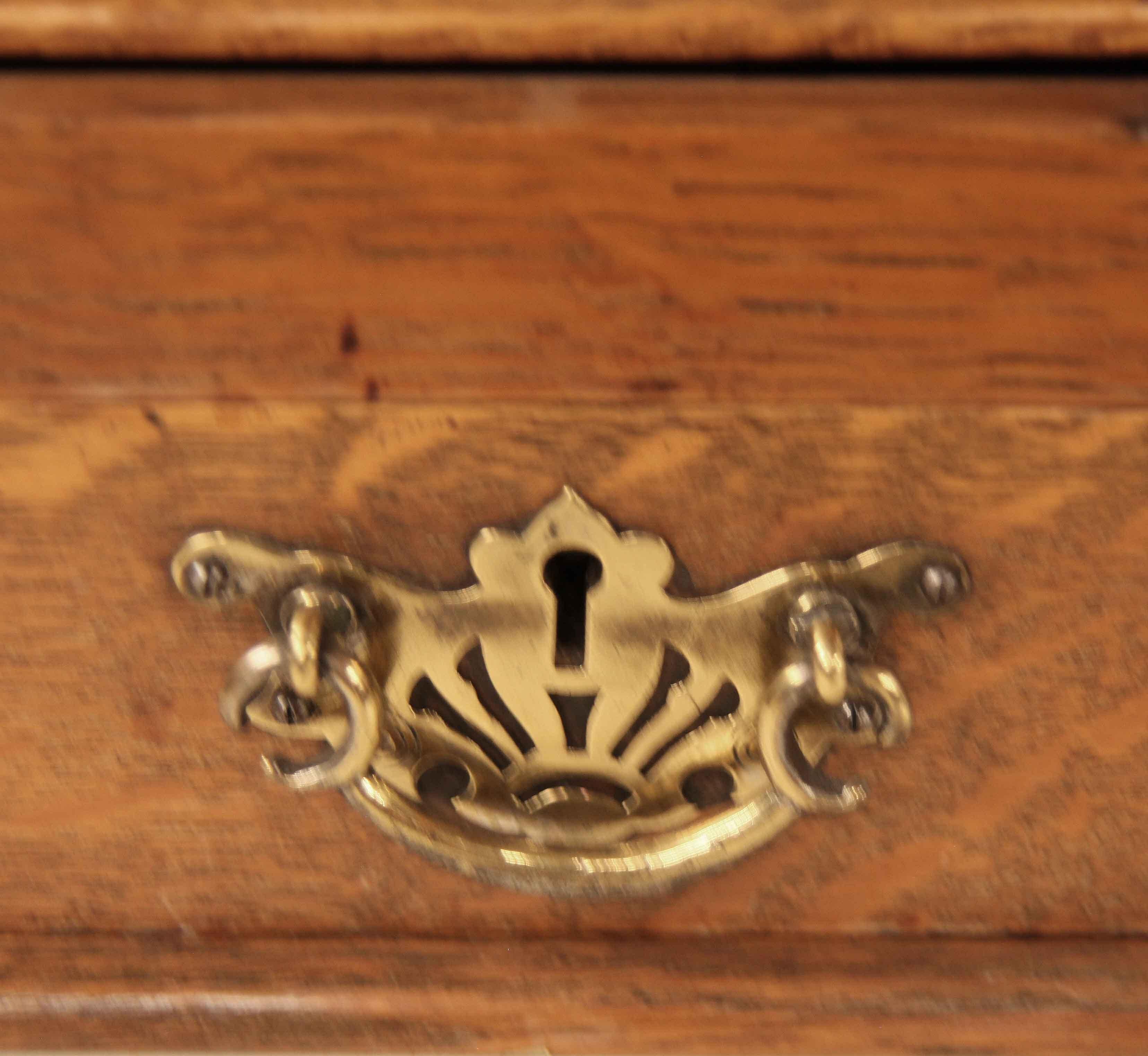 Brass English Oak Smoker's Cabinet For Sale