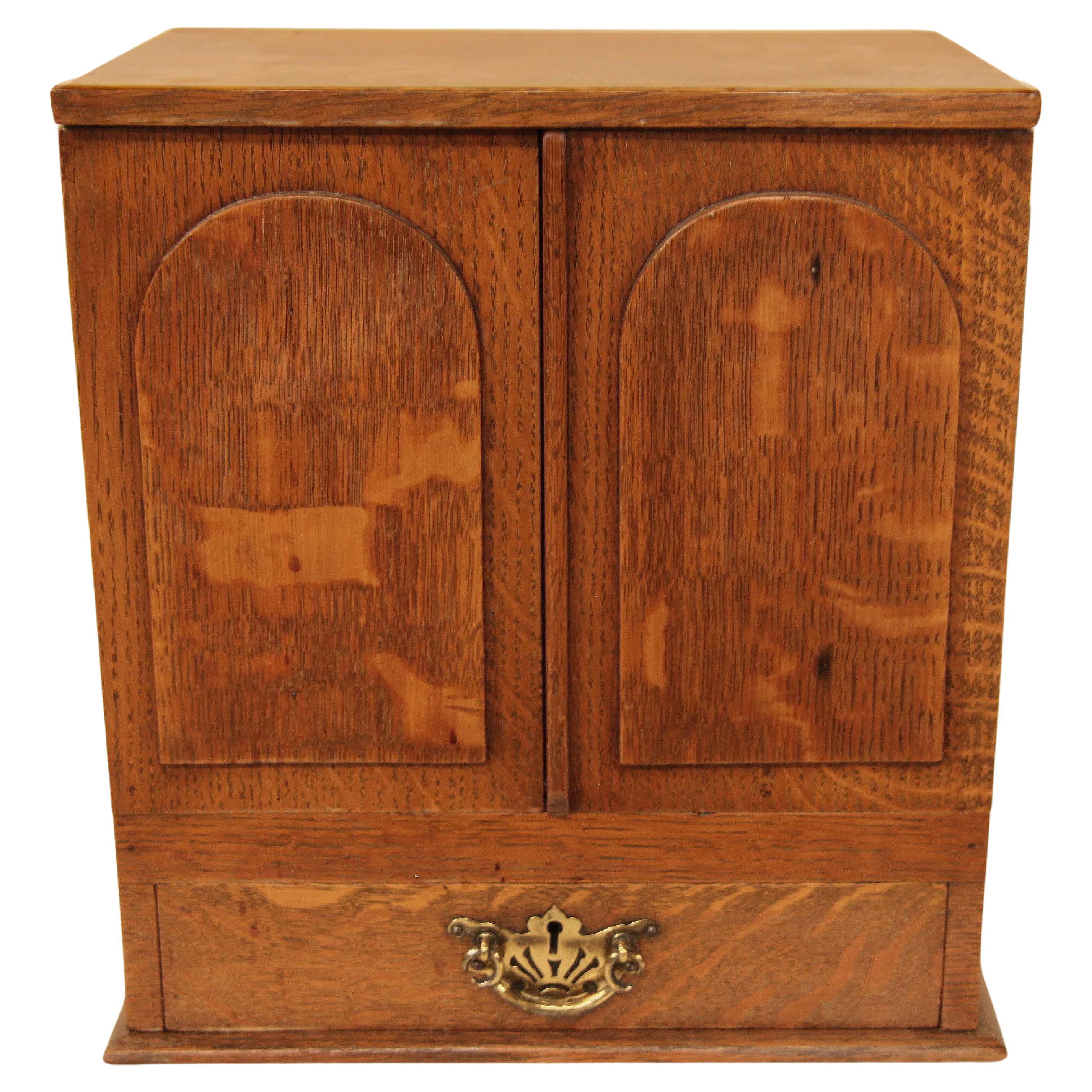 English Oak Smoker's Cabinet For Sale