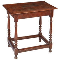 Antique English Oak Stretcher Base Table