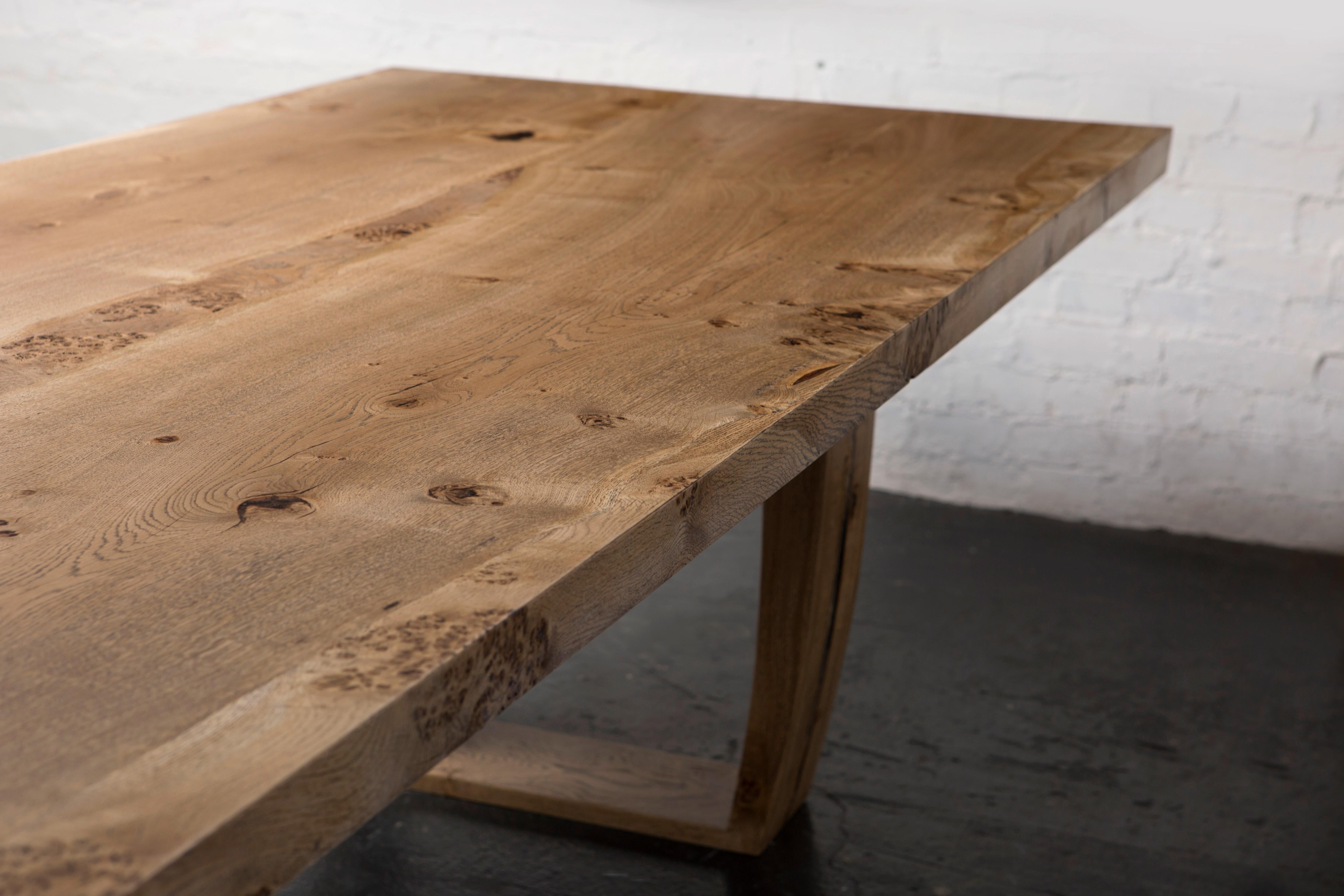 English Oak Table, trapeze legs by Jonathan Field.  In New Condition For Sale In London, GB