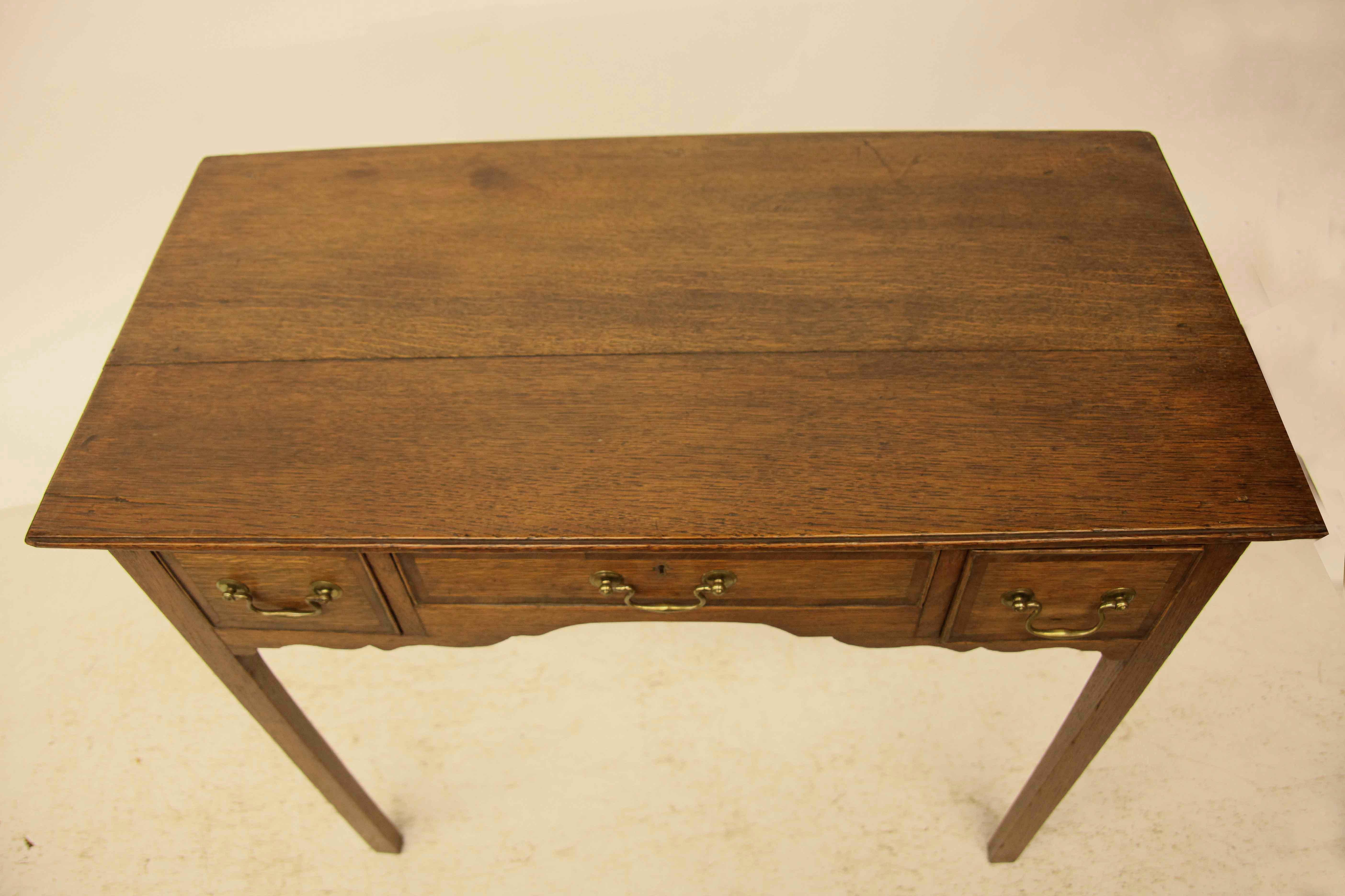 English Oak Three Drawer Side Table For Sale 3